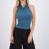 Top cuello cascada halter