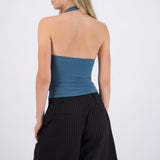 Top cuello cascada halter