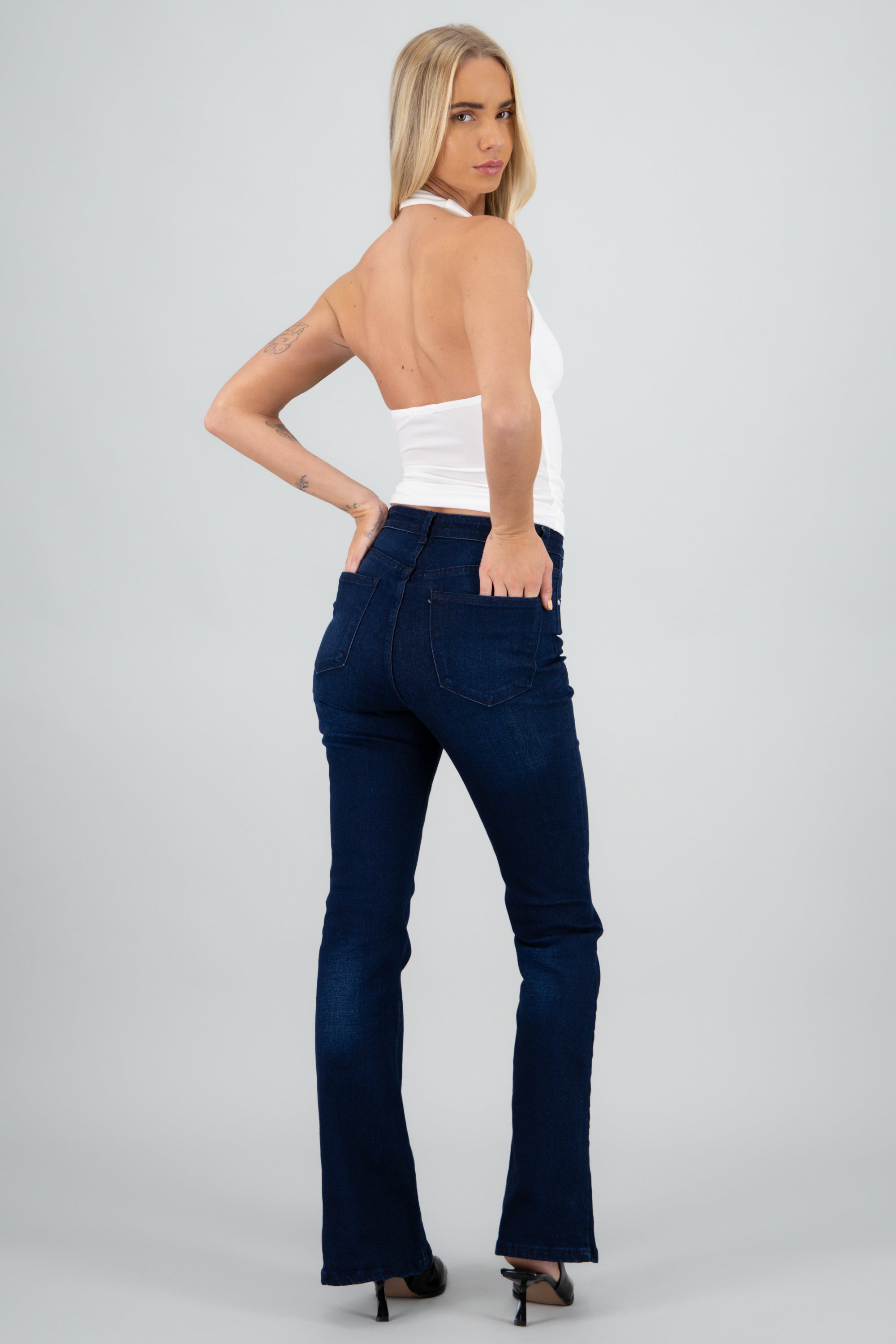 Top cuello cascada halter BLANCO