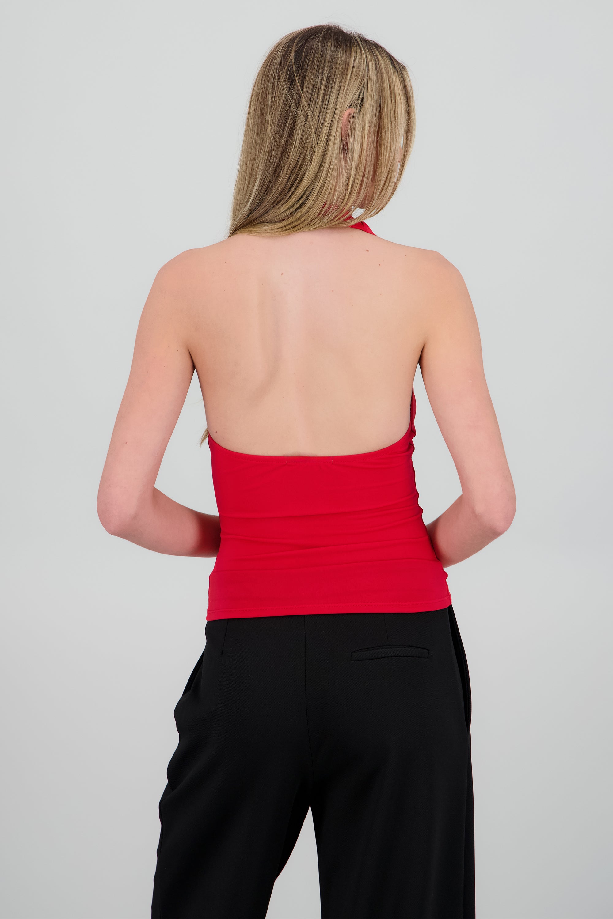 Top cuello cascada halter ROJO
