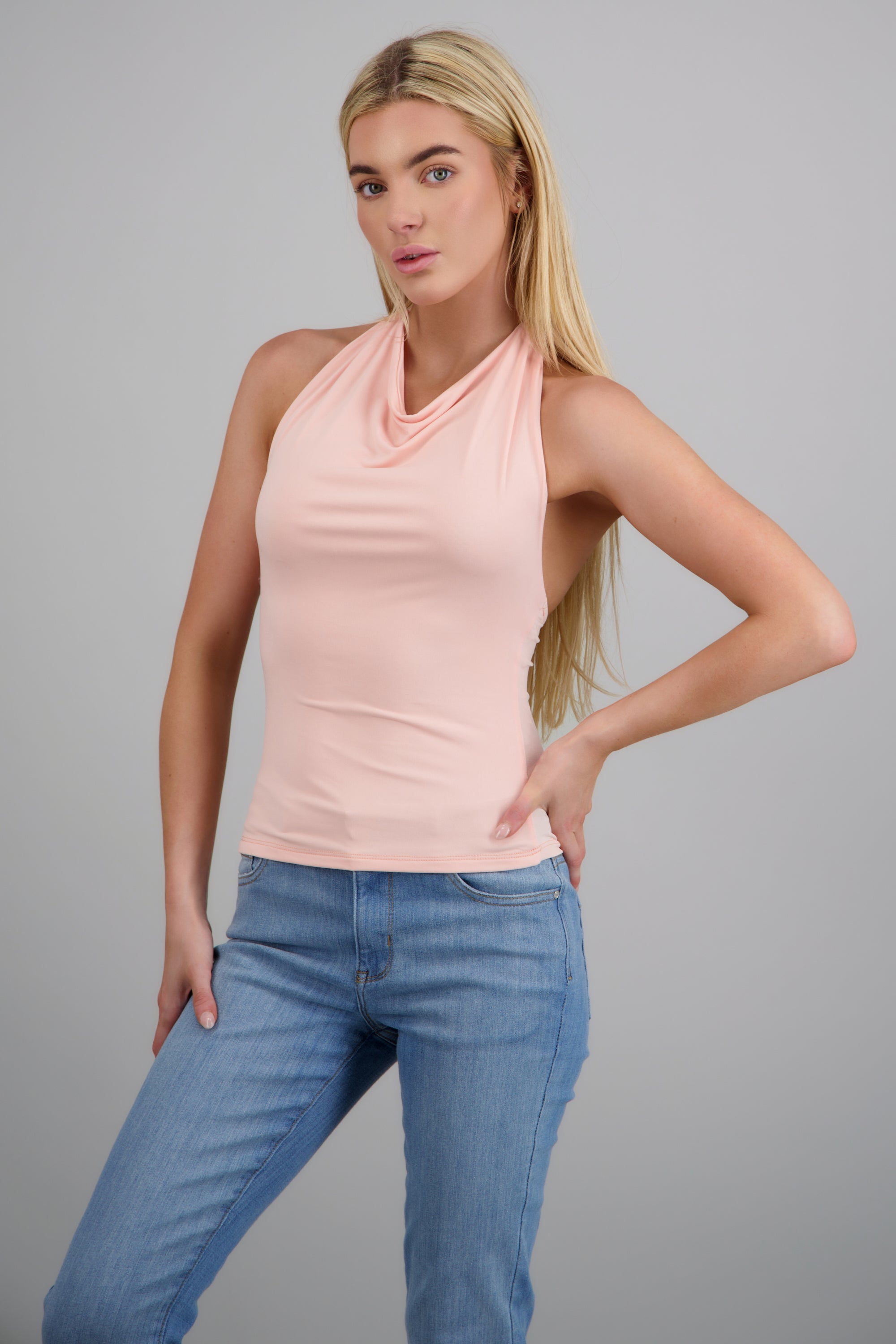 Top cuello cascada halter BLUSH