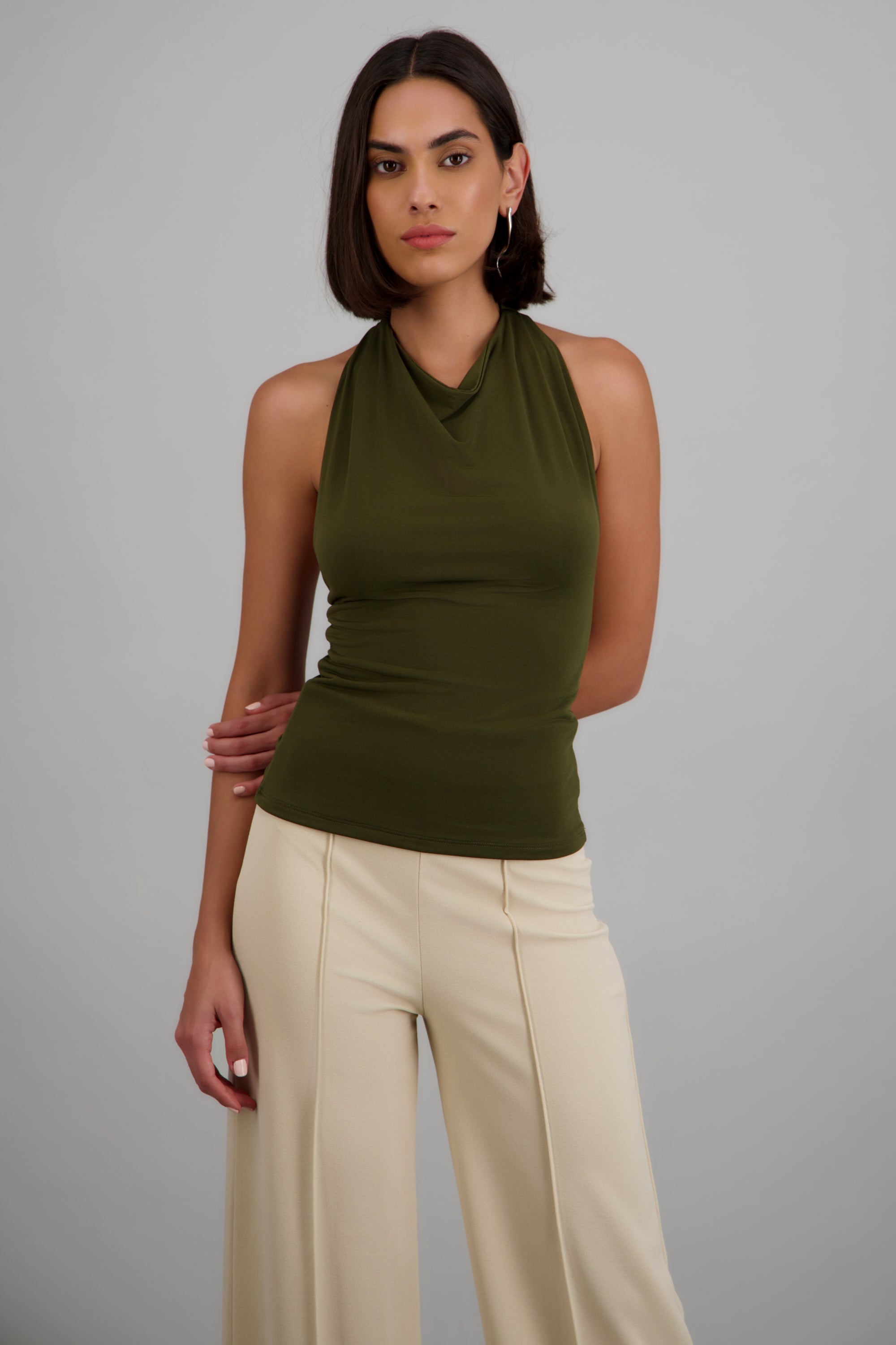 Top cuello cascada halter OLIVO
