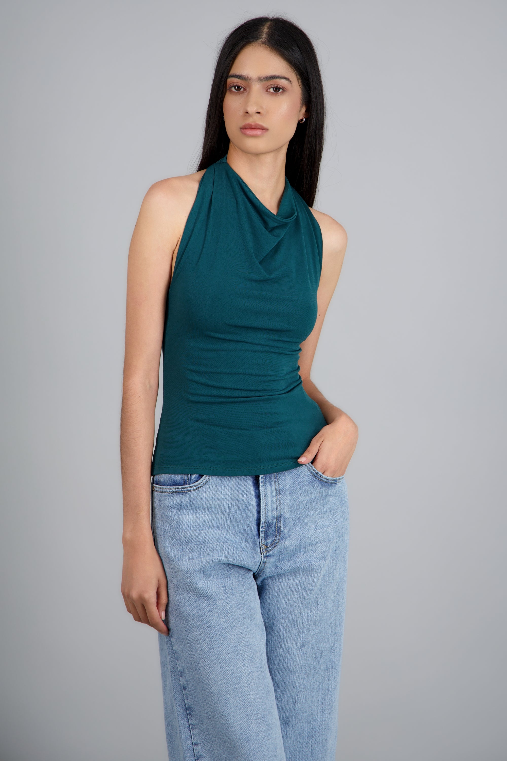 TOP CUELLO CASCADA HALTER JADE