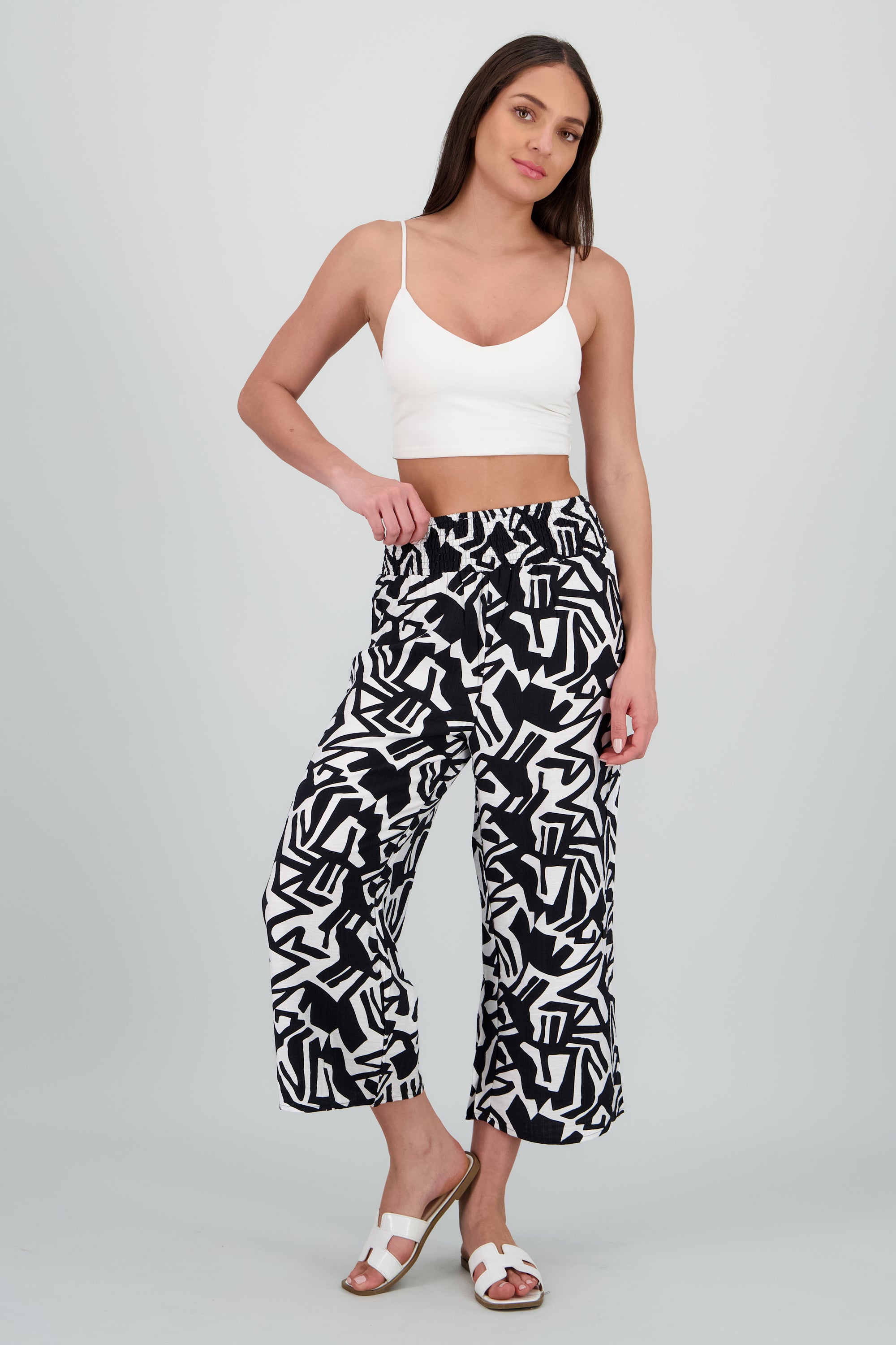 Pantalones estampados resorte en pretina NEGRO COMBO