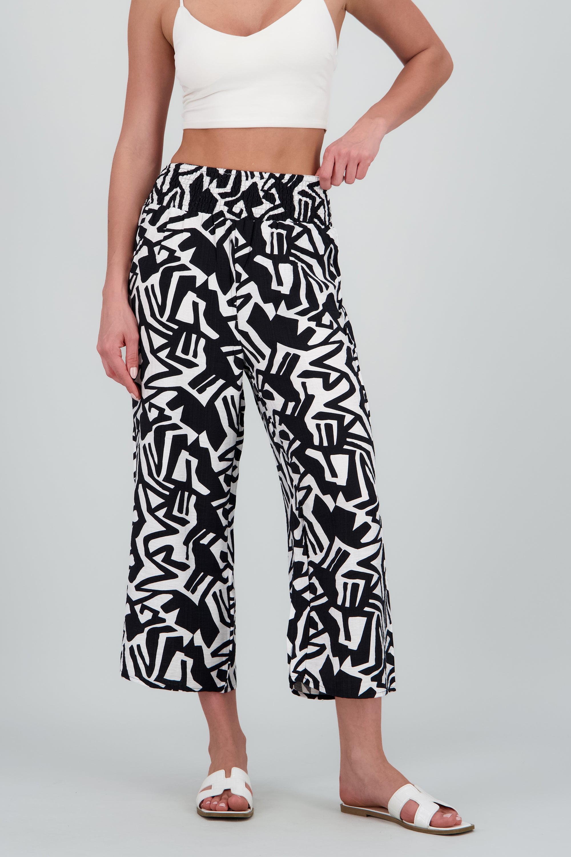 Pantalones estampados resorte en pretina NEGRO COMBO