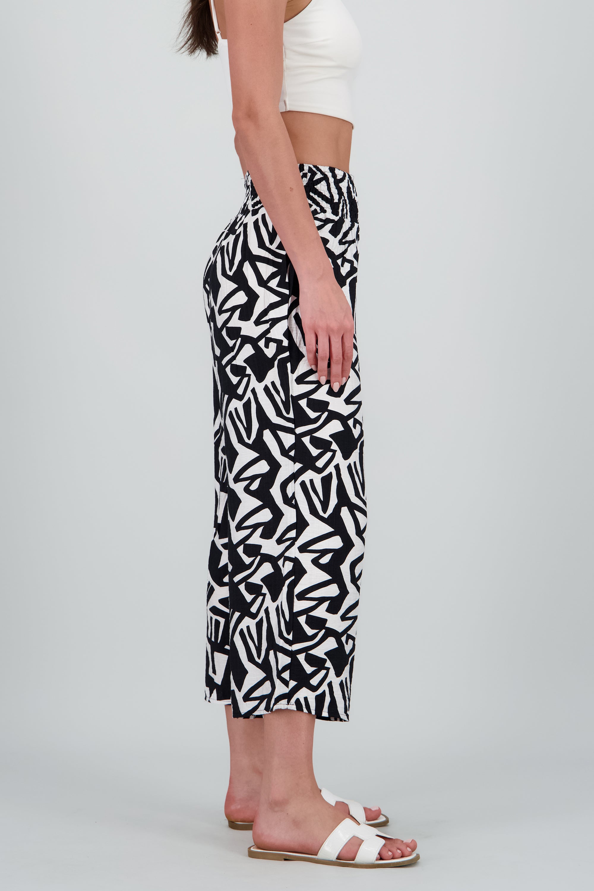 Pantalones estampados resorte en pretina NEGRO COMBO