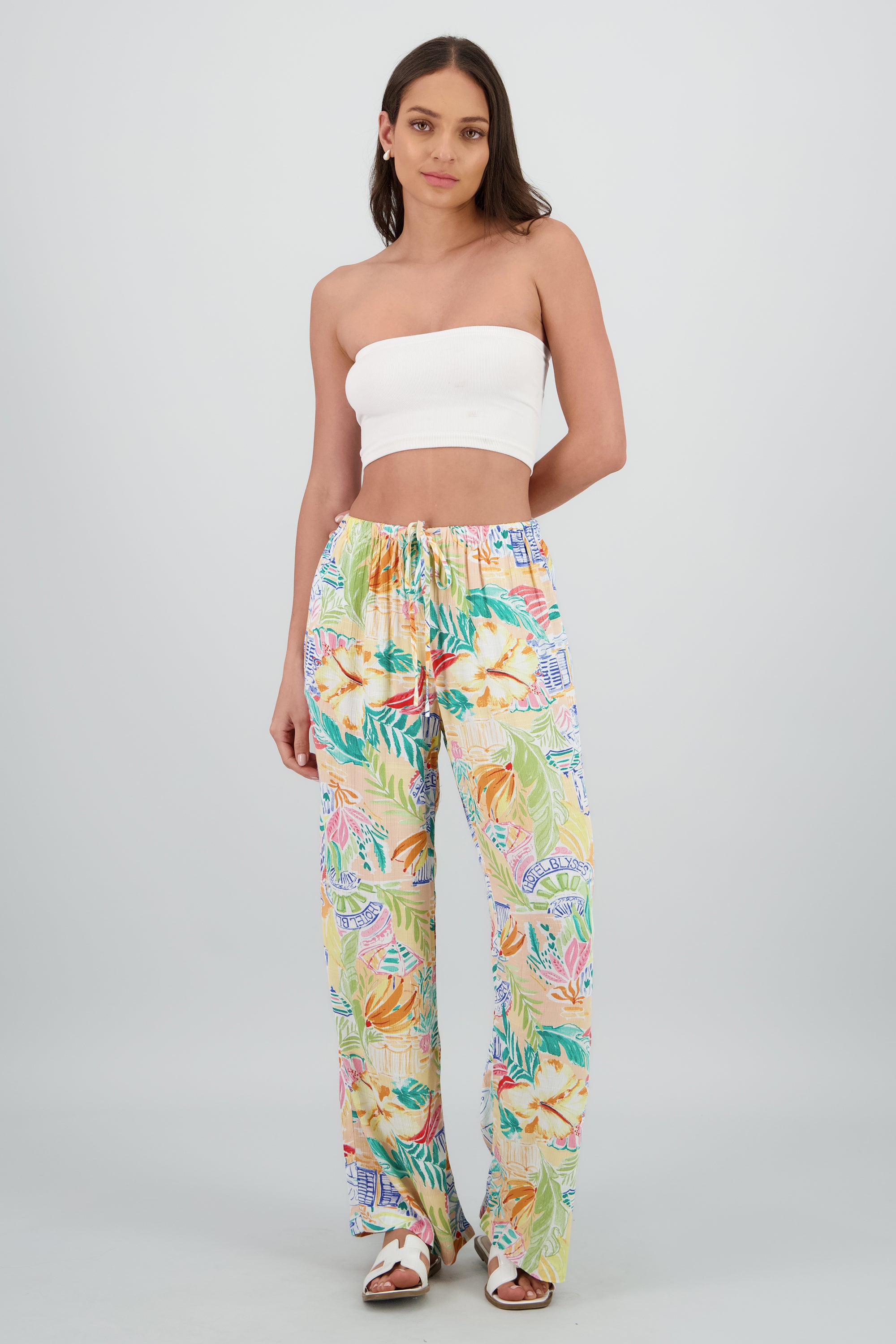 Pantalon amplio estampado MULTICOLOR