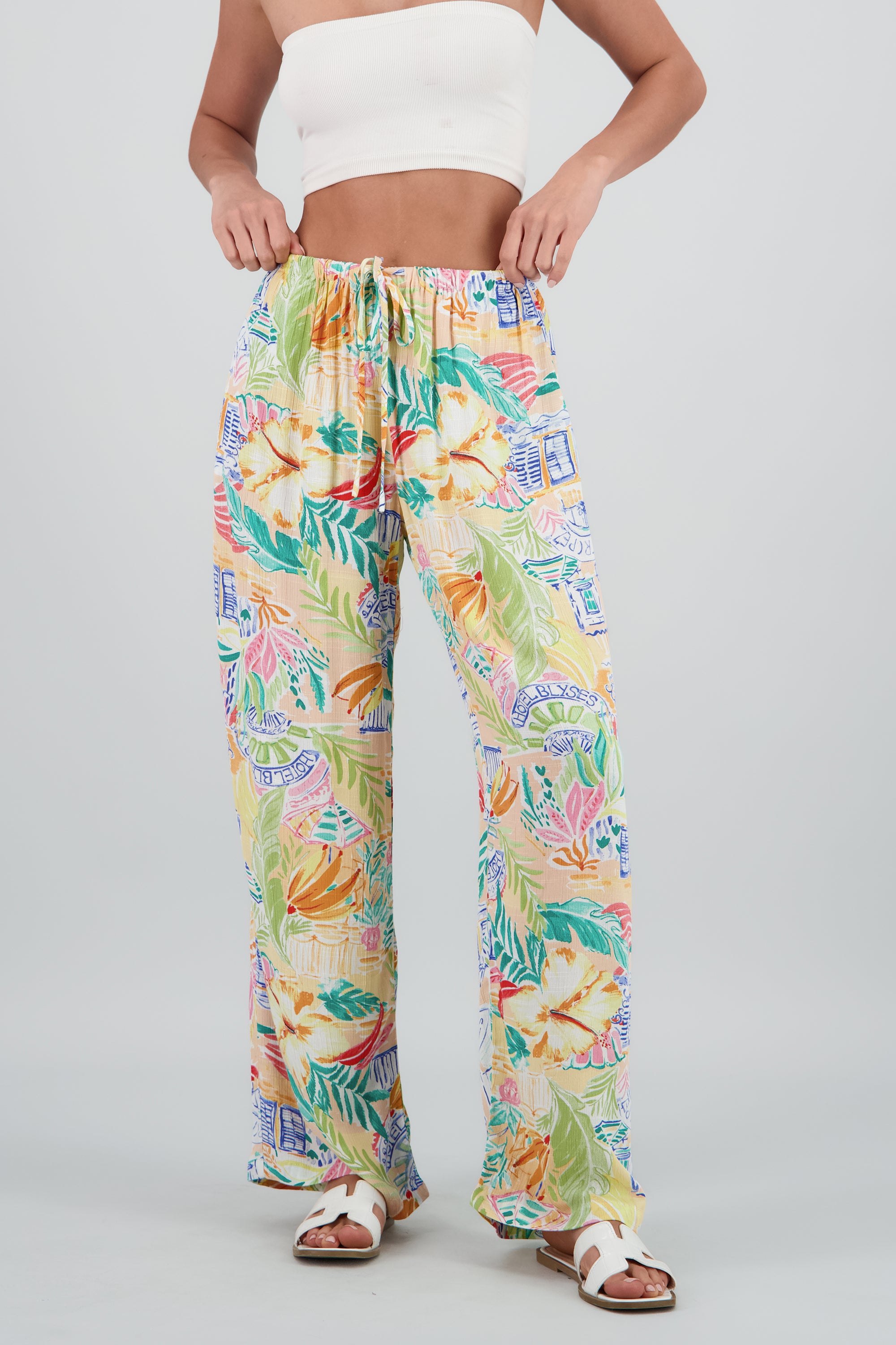 Pantalon amplio estampado MULTICOLOR