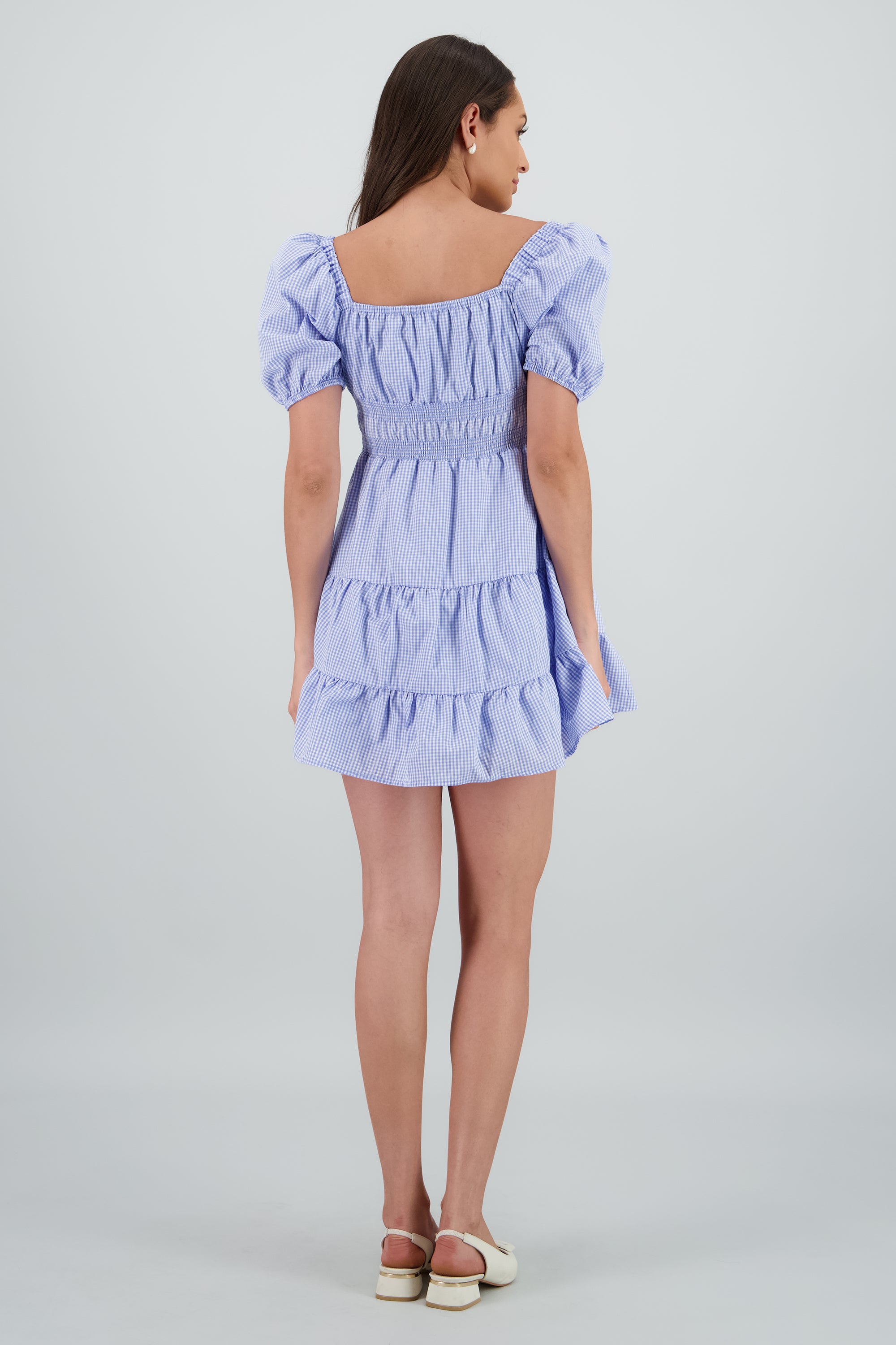 Vestido mini gingham AZUL COMBO