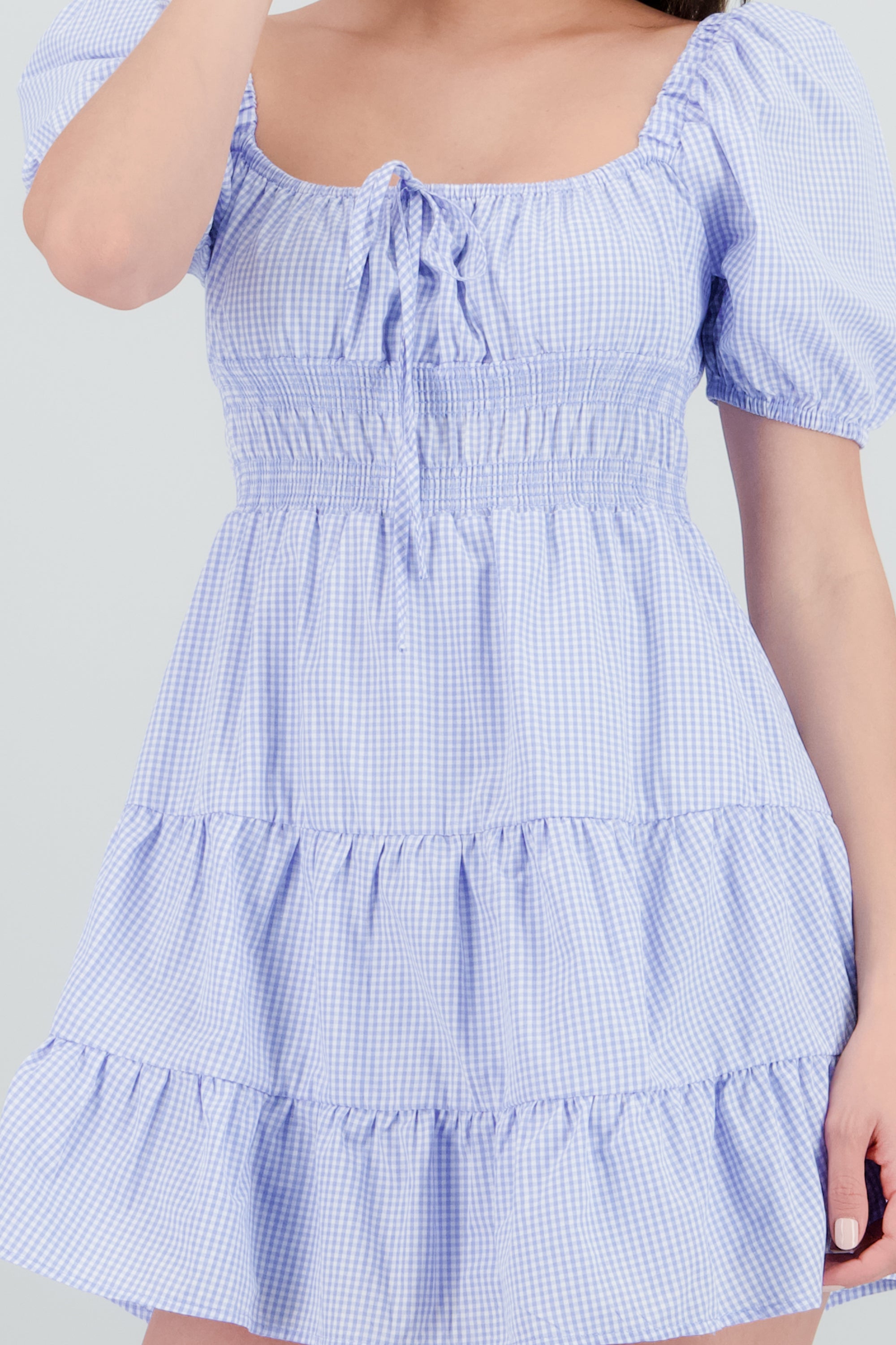 Vestido mini gingham AZUL COMBO