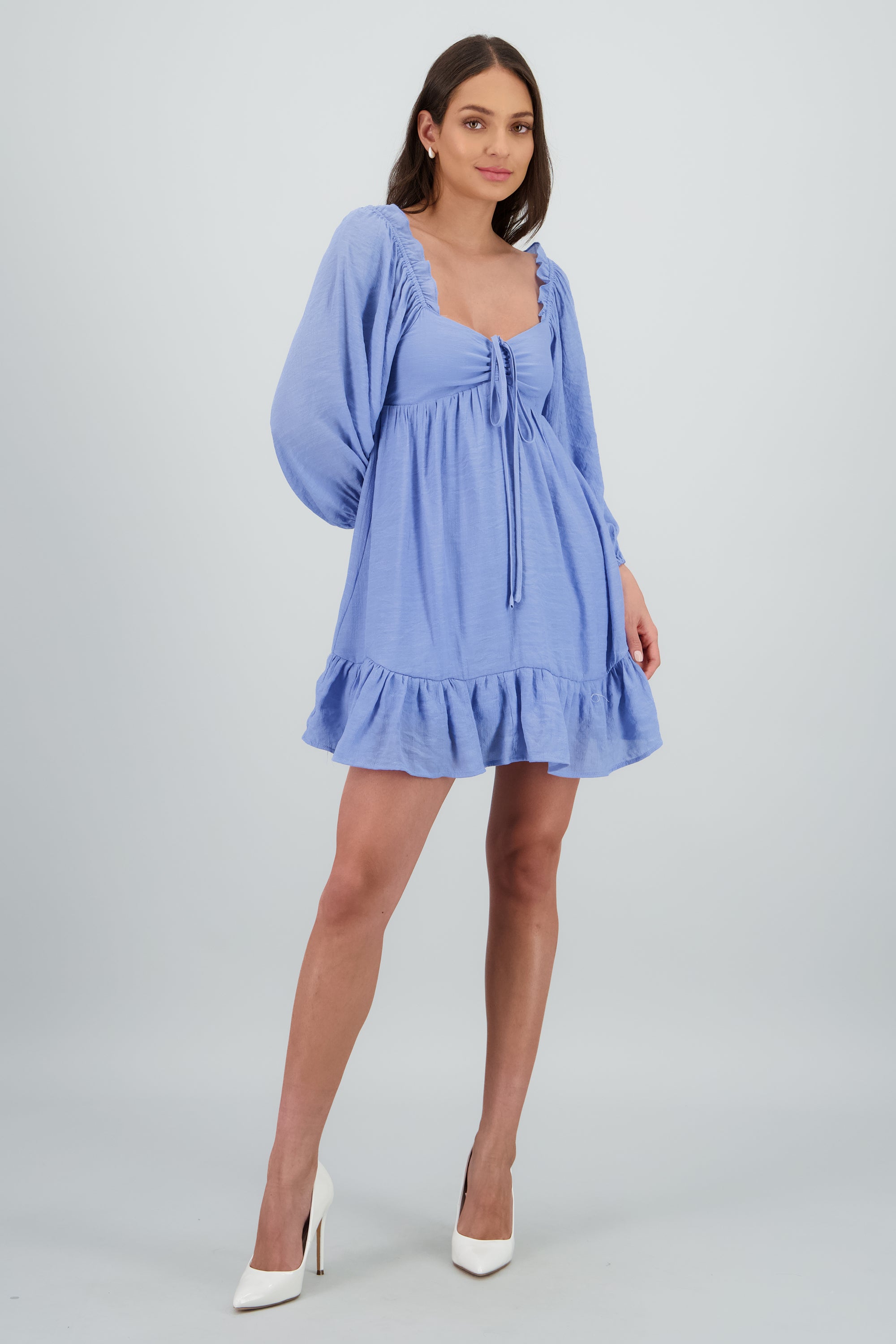 Vestido mini manga larga AZUL