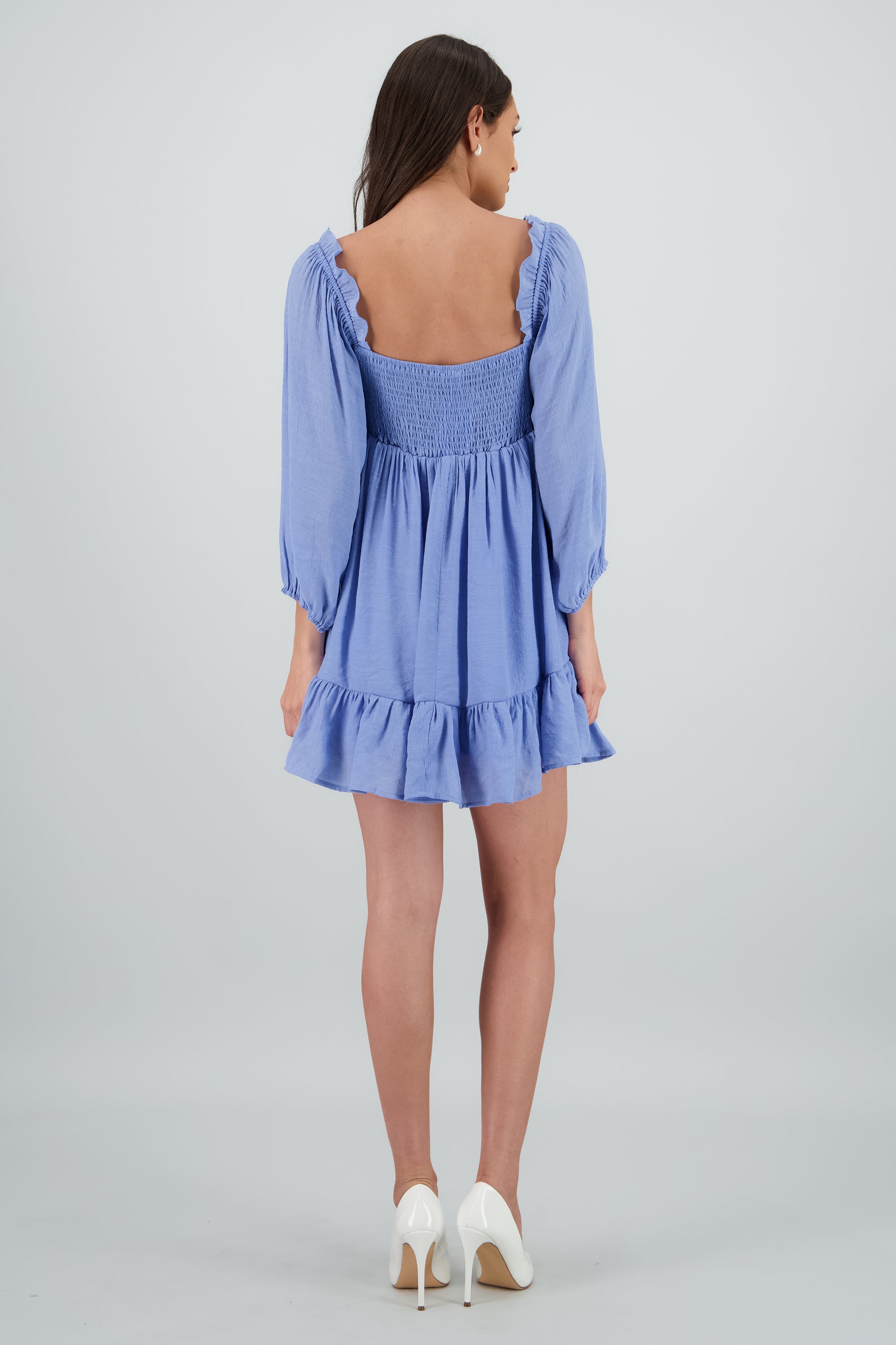 Vestido mini manga larga AZUL