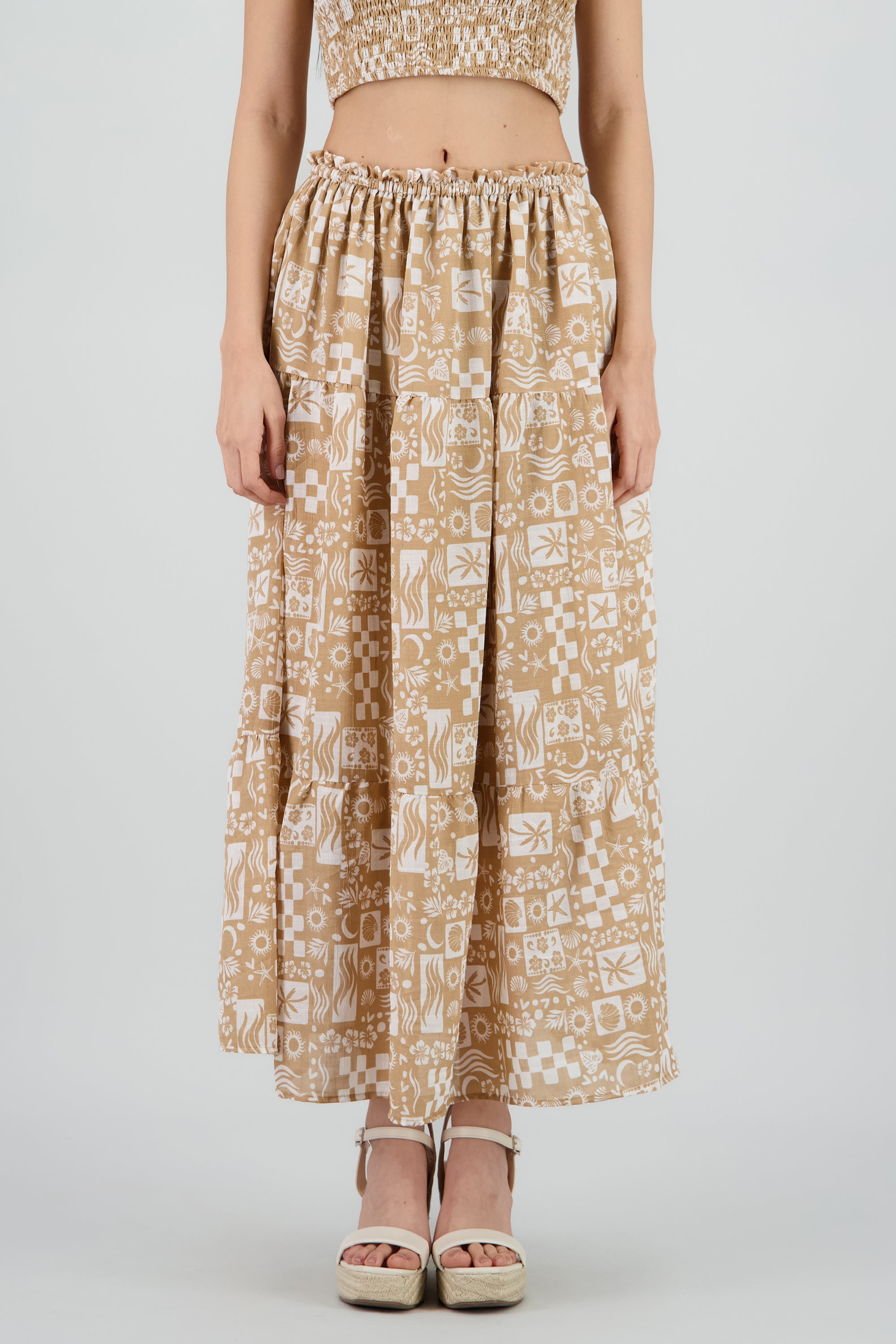 Falda maxi estampado KHAKI COMBO