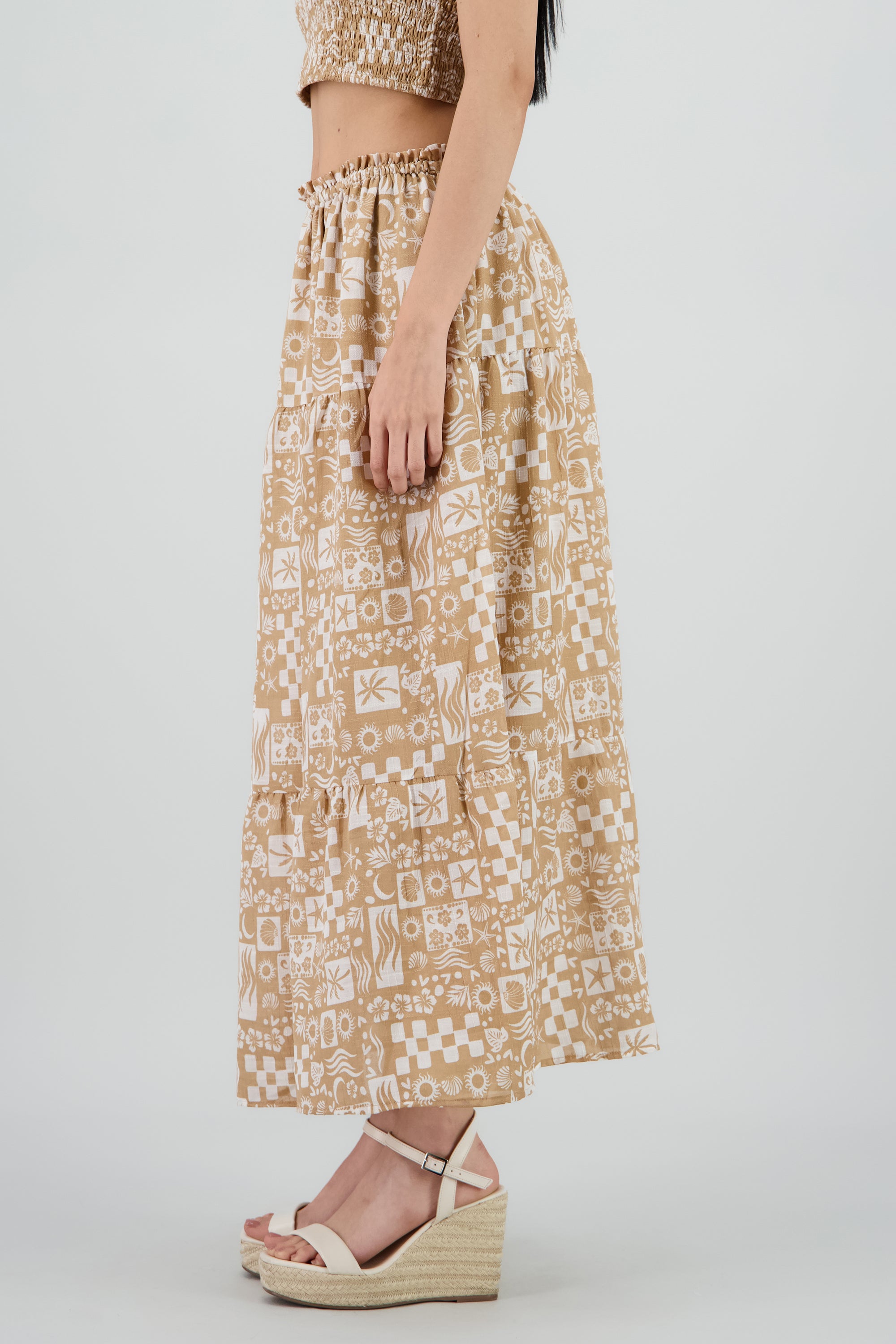 Falda maxi estampado KHAKI COMBO