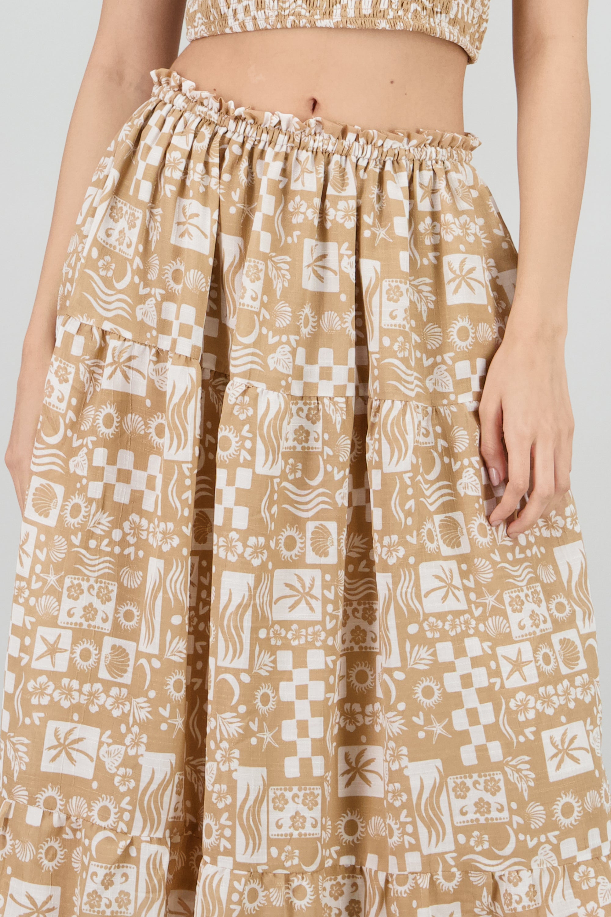 Falda maxi estampado KHAKI COMBO