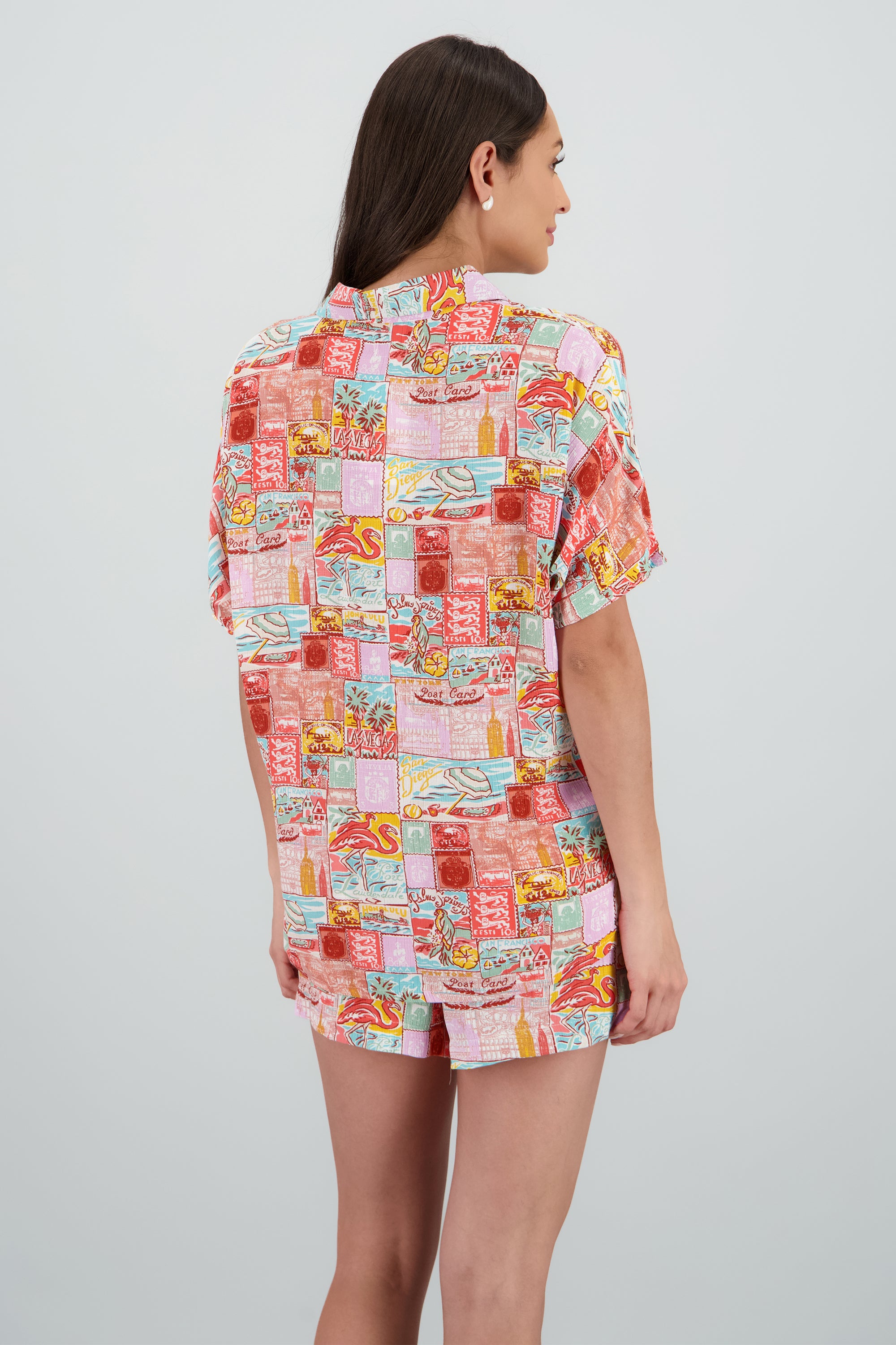Camisa manga corta oversized estampado MULTICOLOR