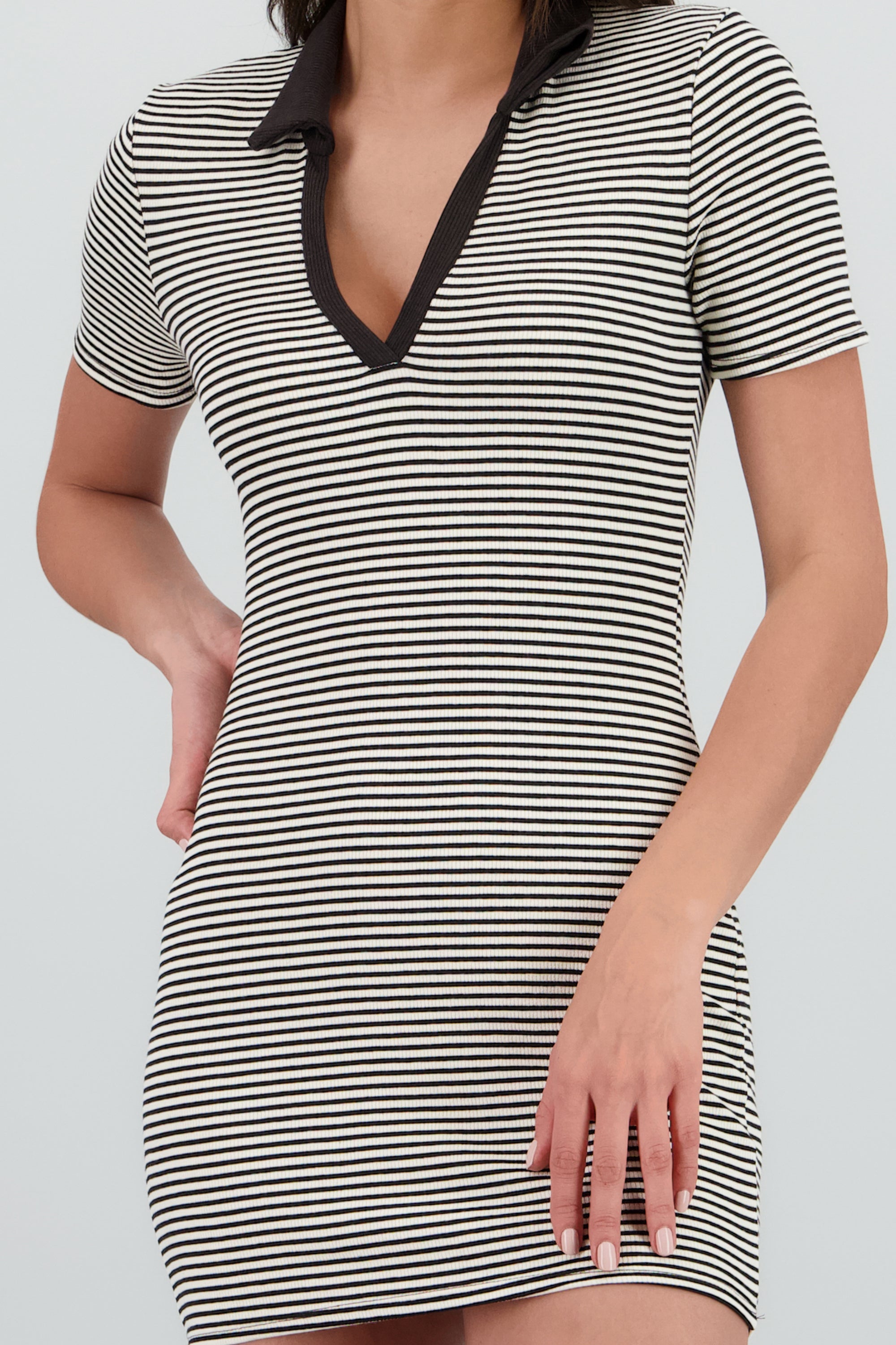 Vetsido mini cuello polo rayas NEGRO BLANCO