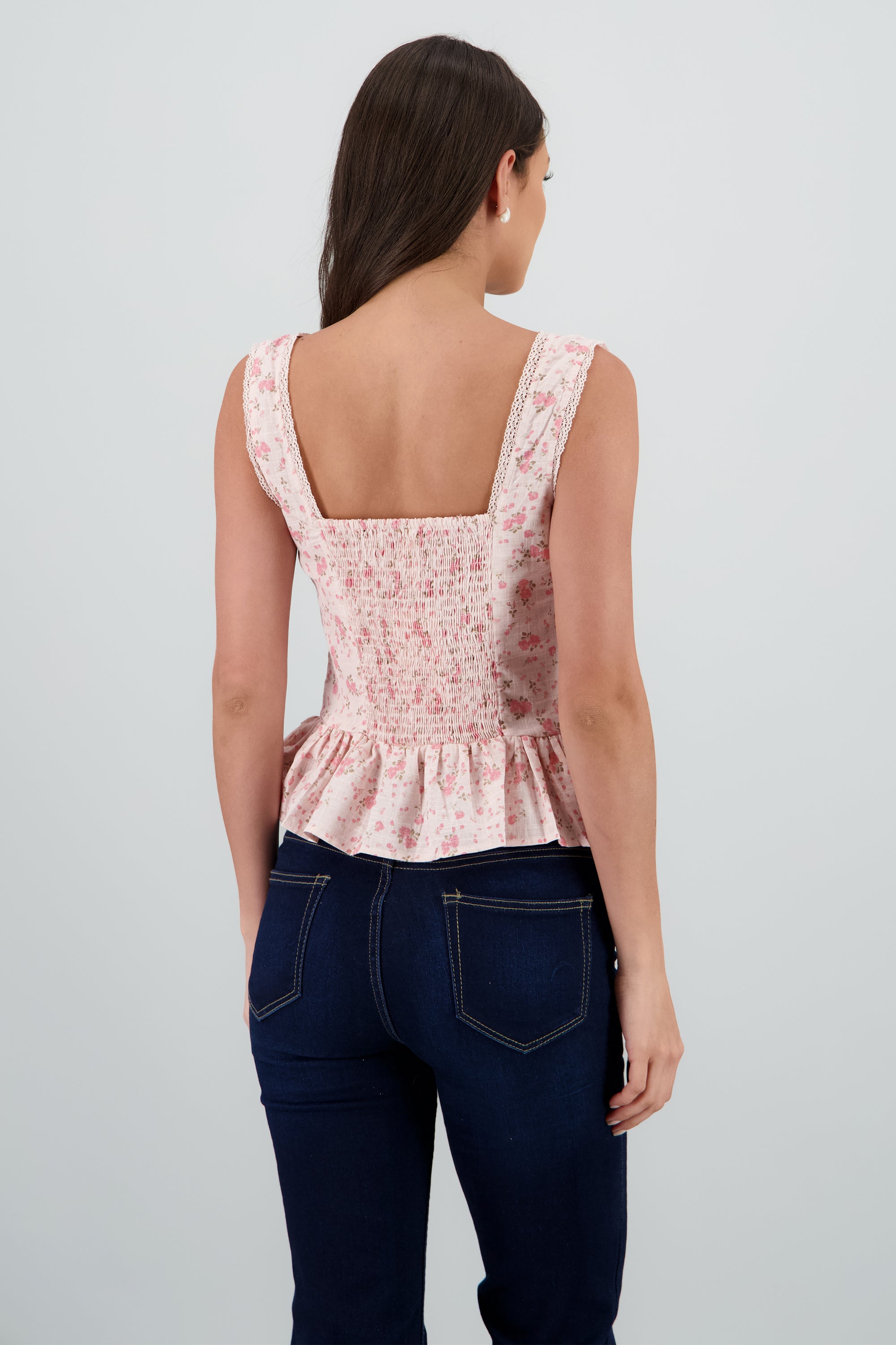 Blusa flores amarre moños ROSA COMBO