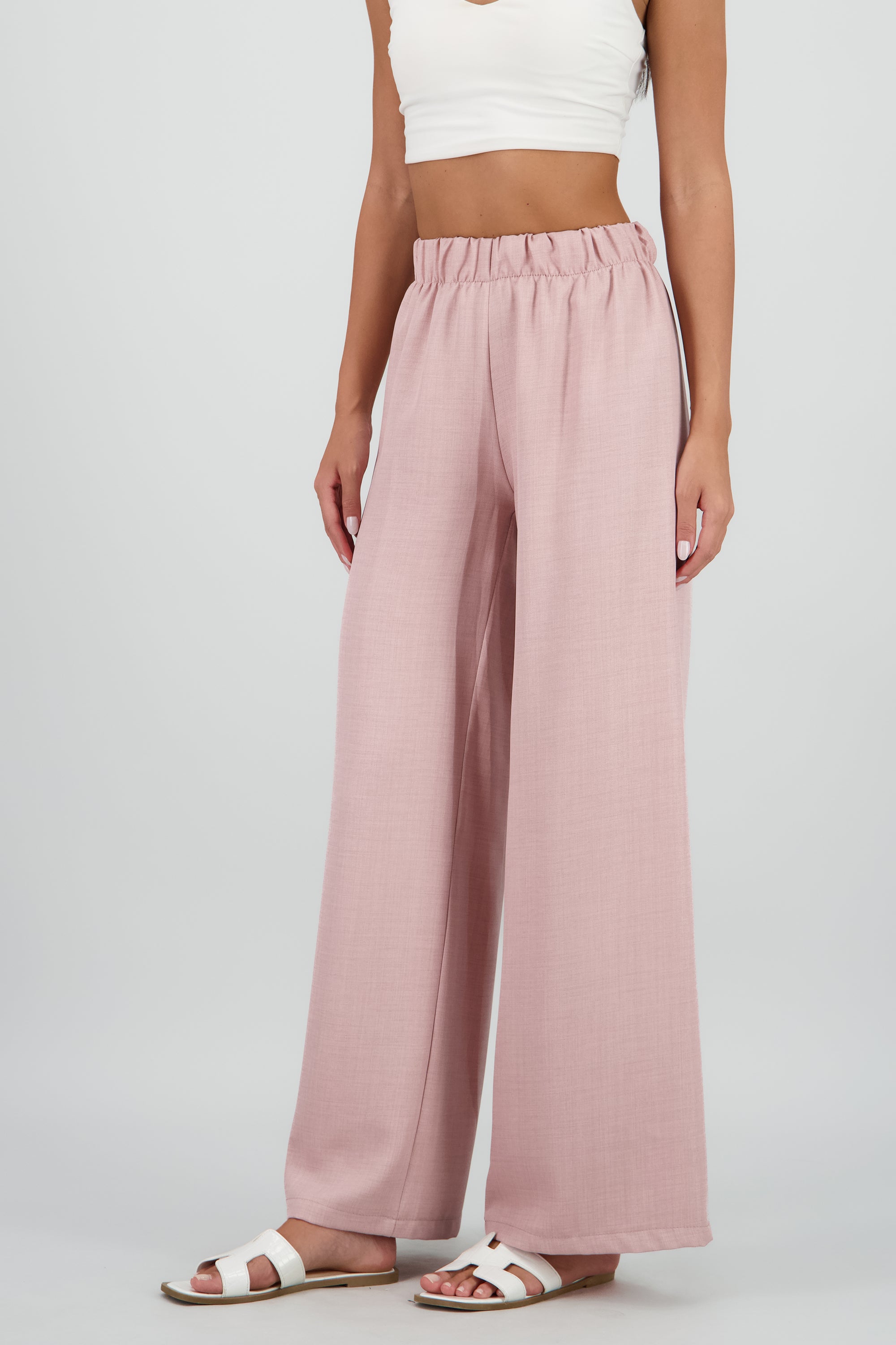 Pantalon fluido resorte amplio ROSA PASTEL