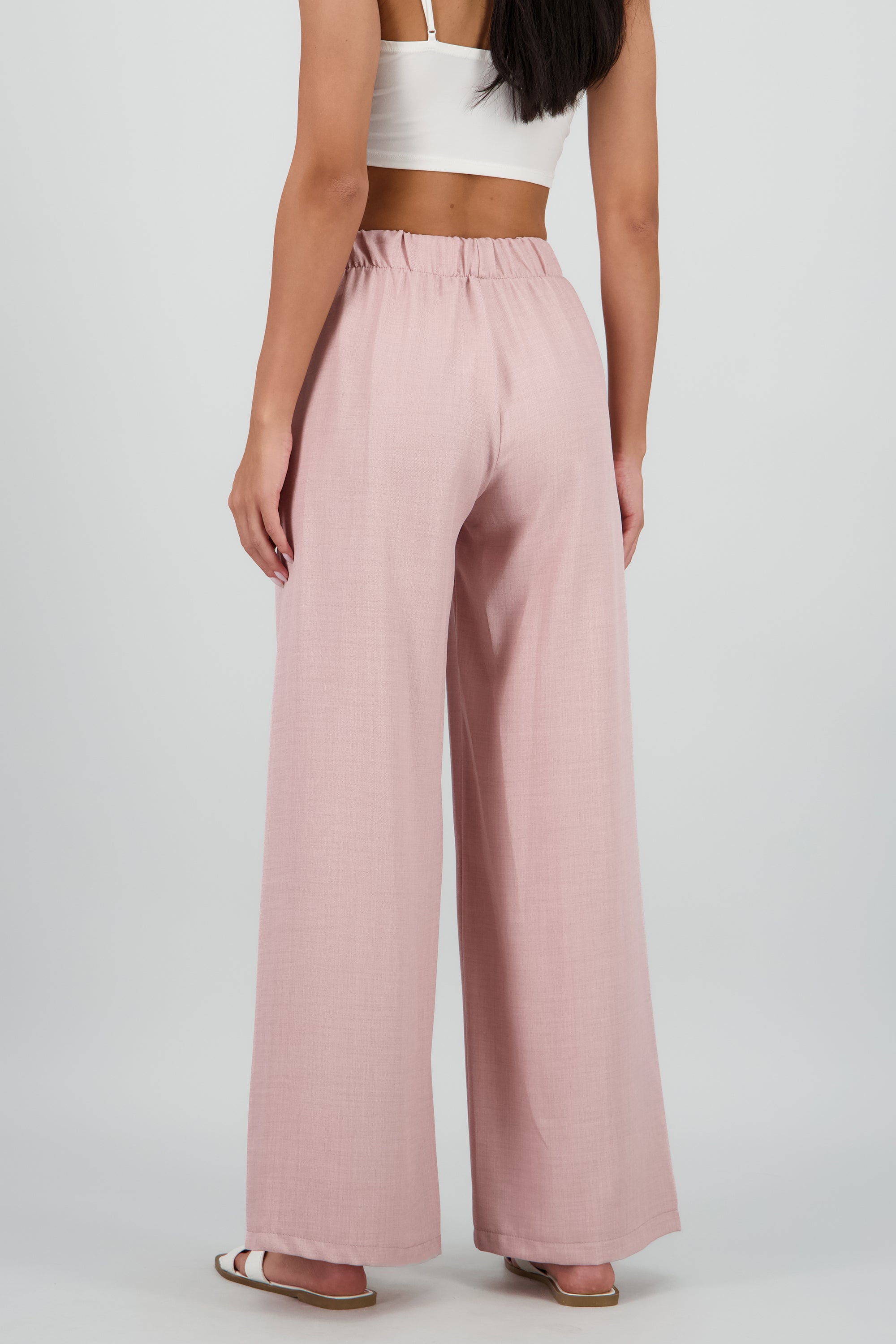 Pantalon fluido resorte amplio ROSA PASTEL