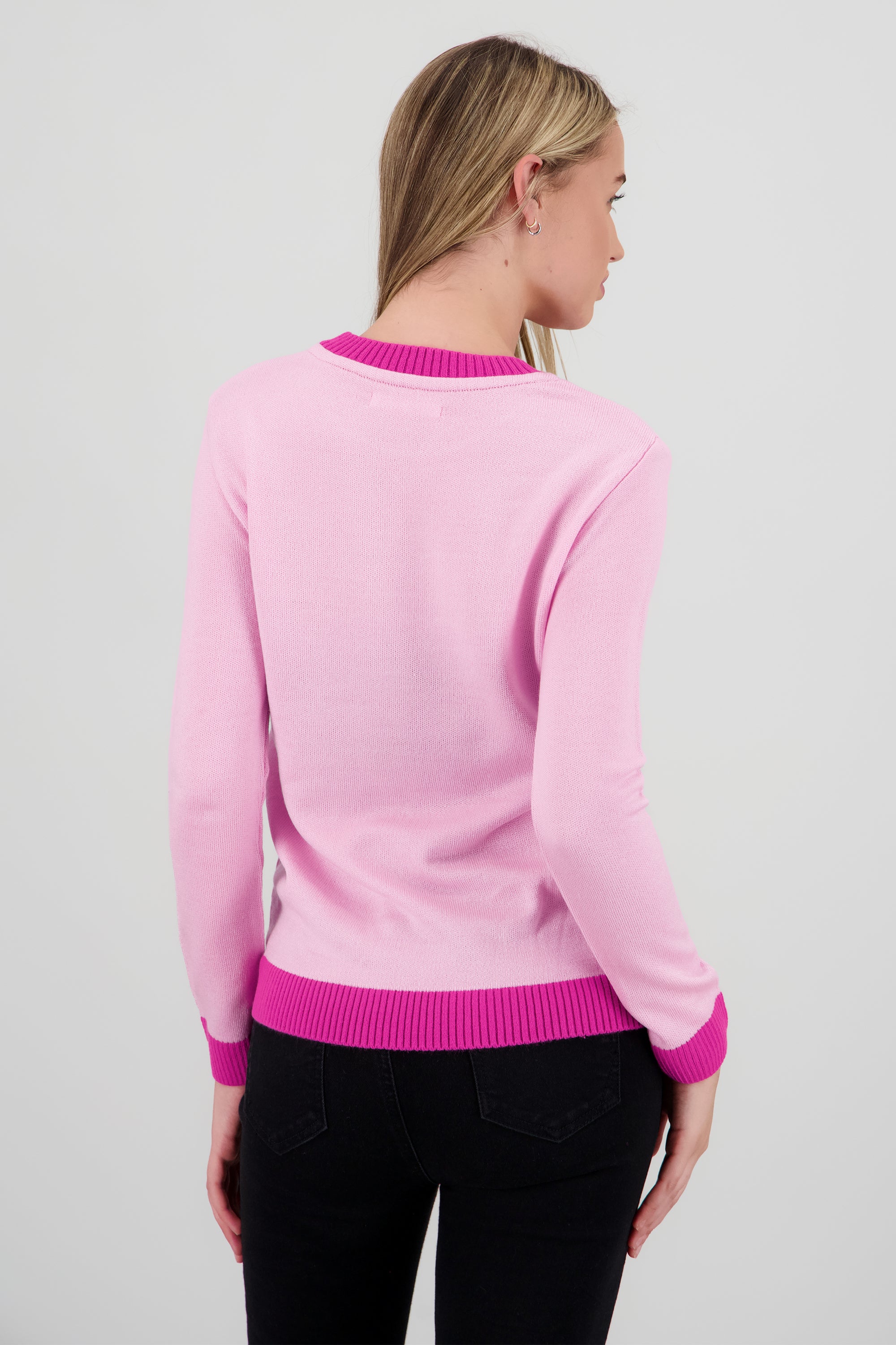 Sueter hohoho pompones ROSA COMBO