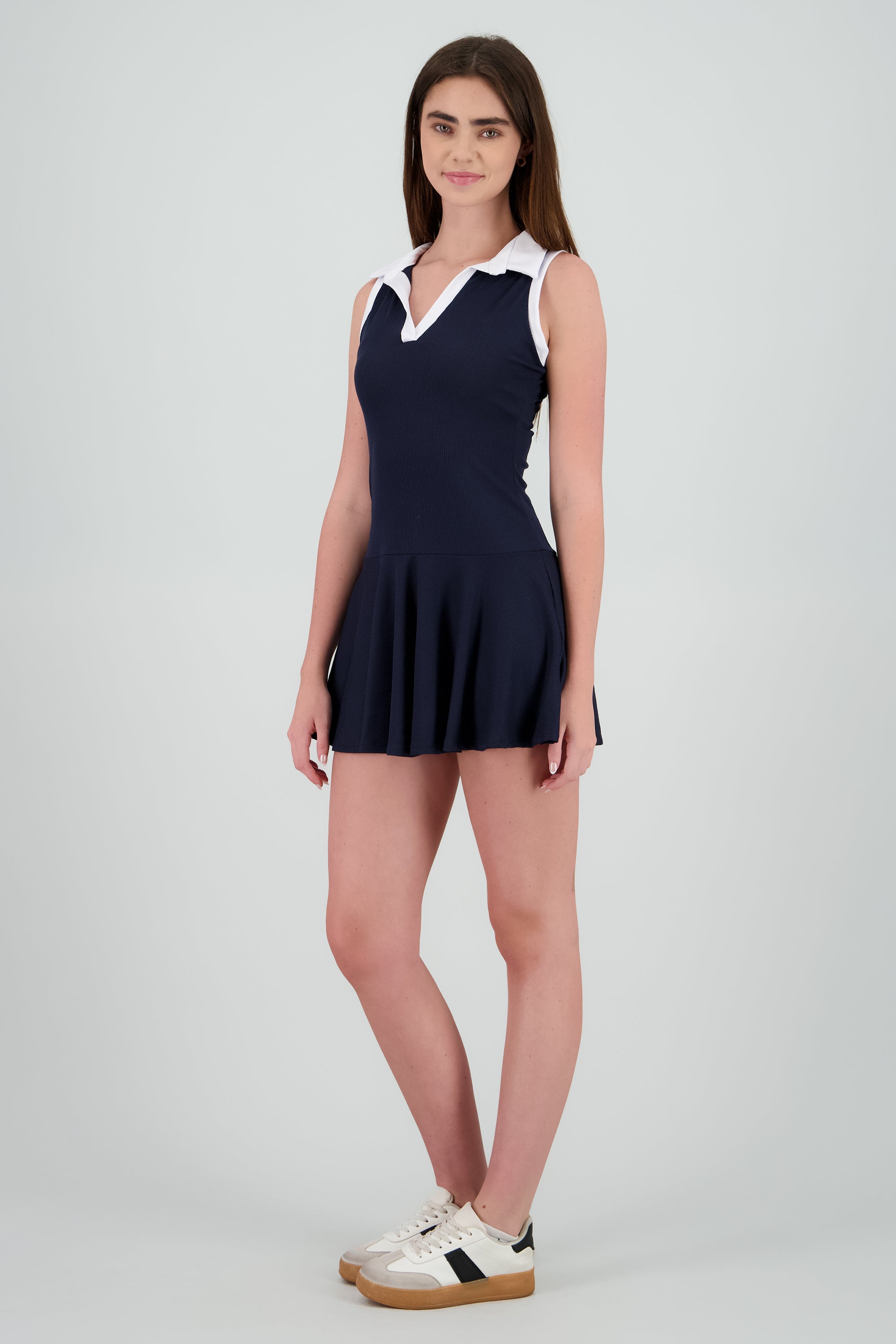 Vestido skater  con polo contraste MARINO COMBO