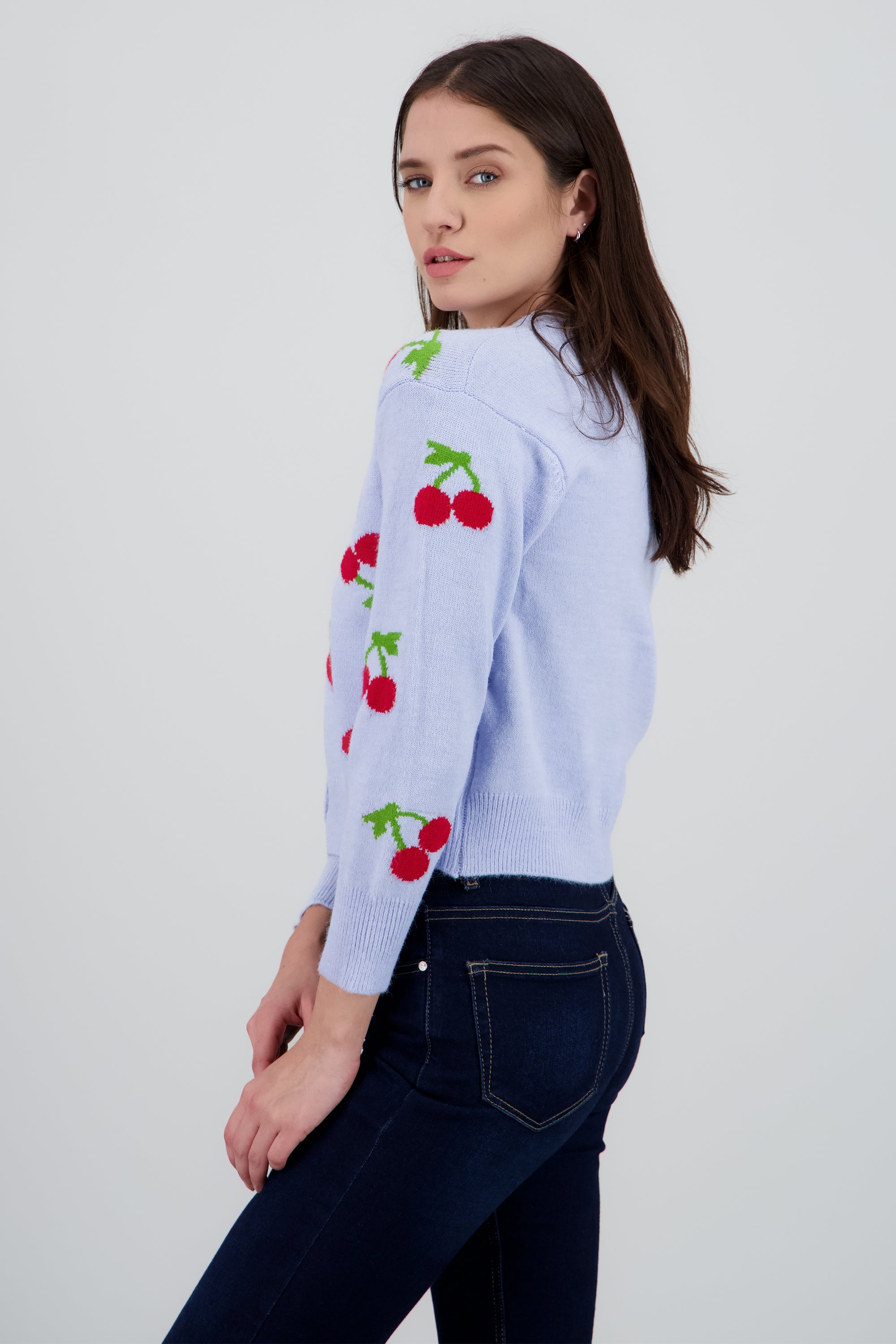 Cardigan Botones Detalle Cerezas AZUL CIELO