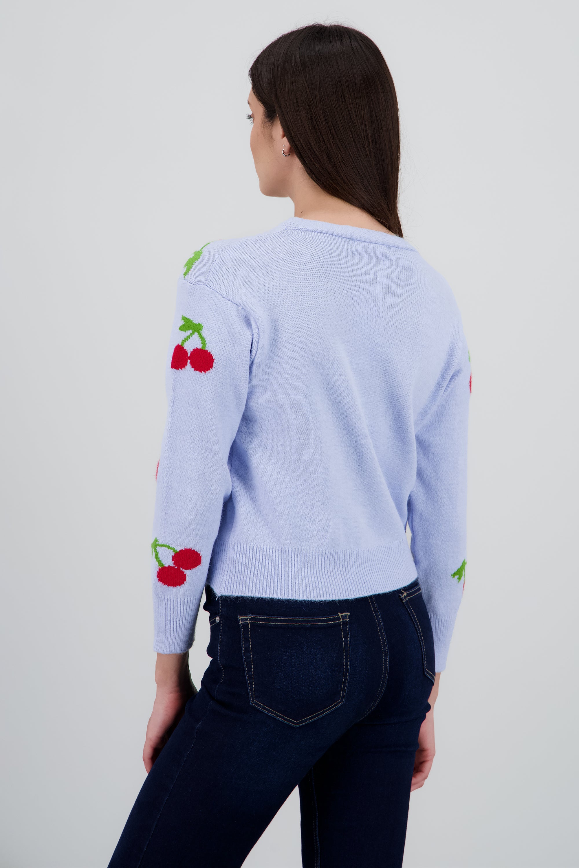 Cardigan Botones Detalle Cerezas AZUL CIELO