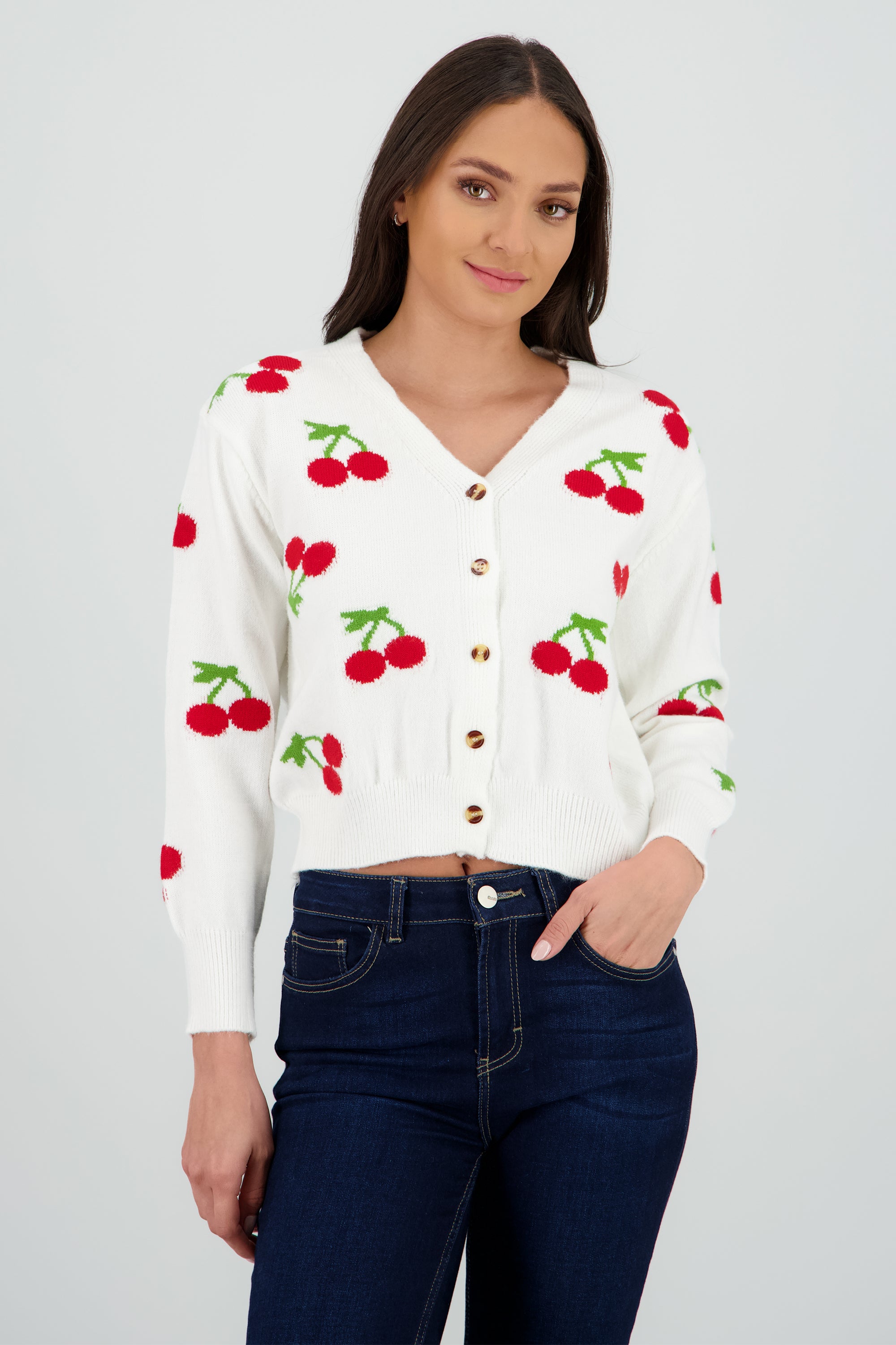 Cardigan Botones Detalle Cerezas BLANCO COMBO