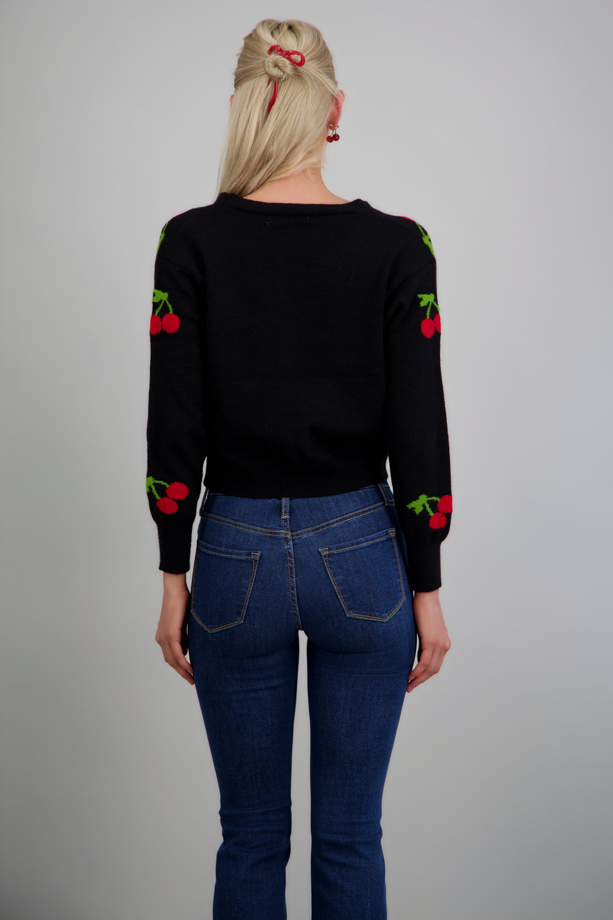 Cardigan Botones Detalle Cerezas NEGRO