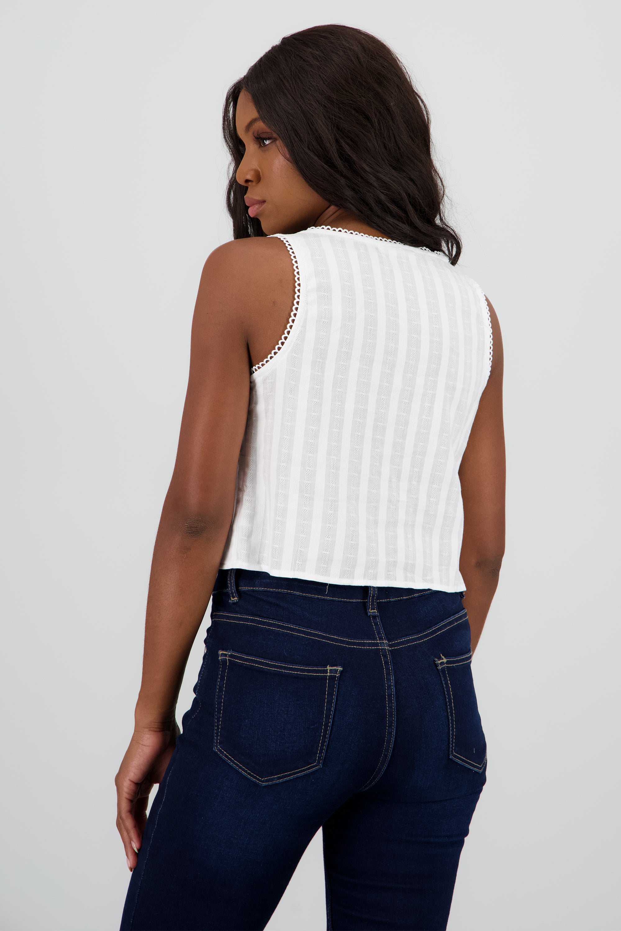 Blusa detalle moños al centro BLANCO