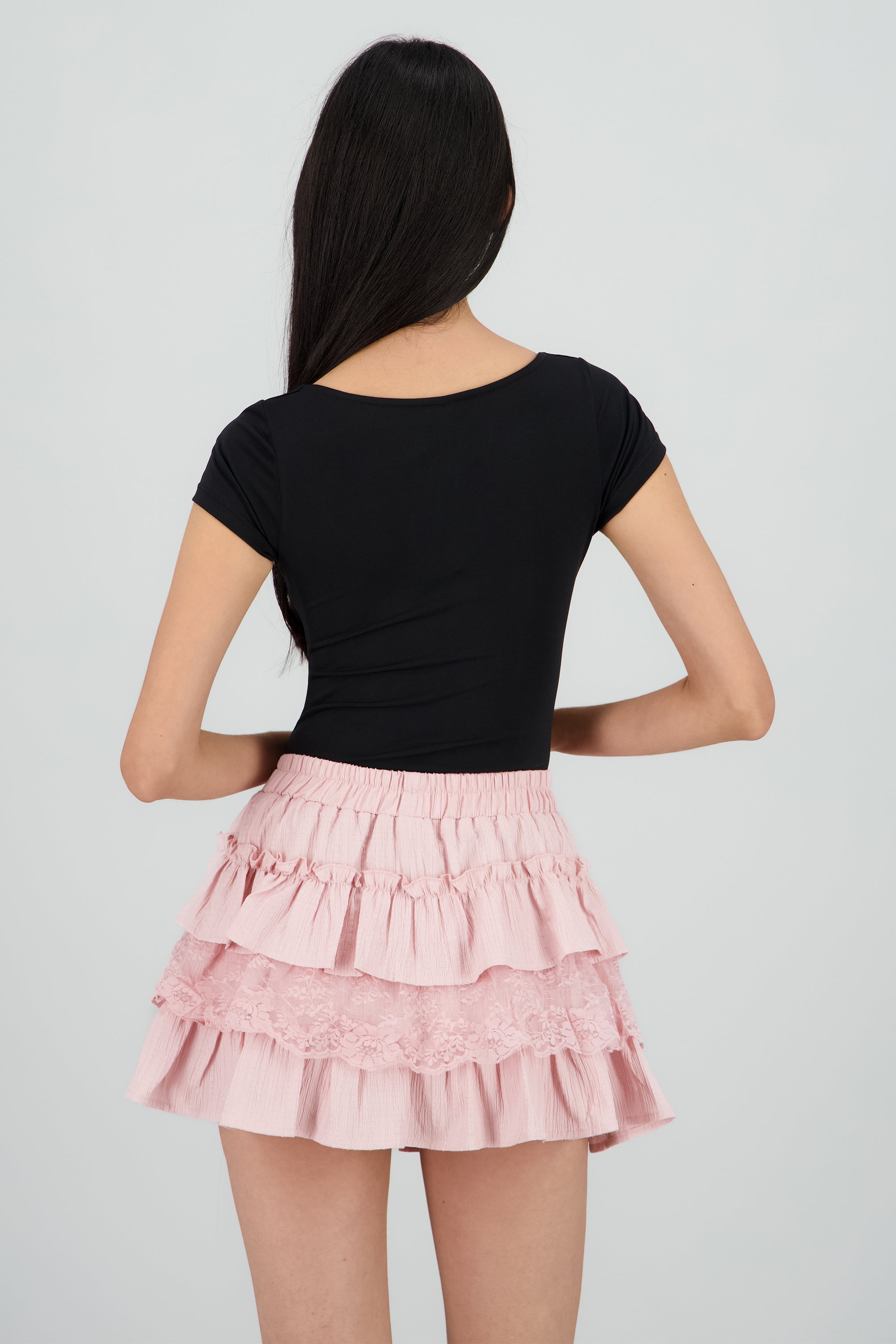 Body manca corta escote cuadrado NEGRO