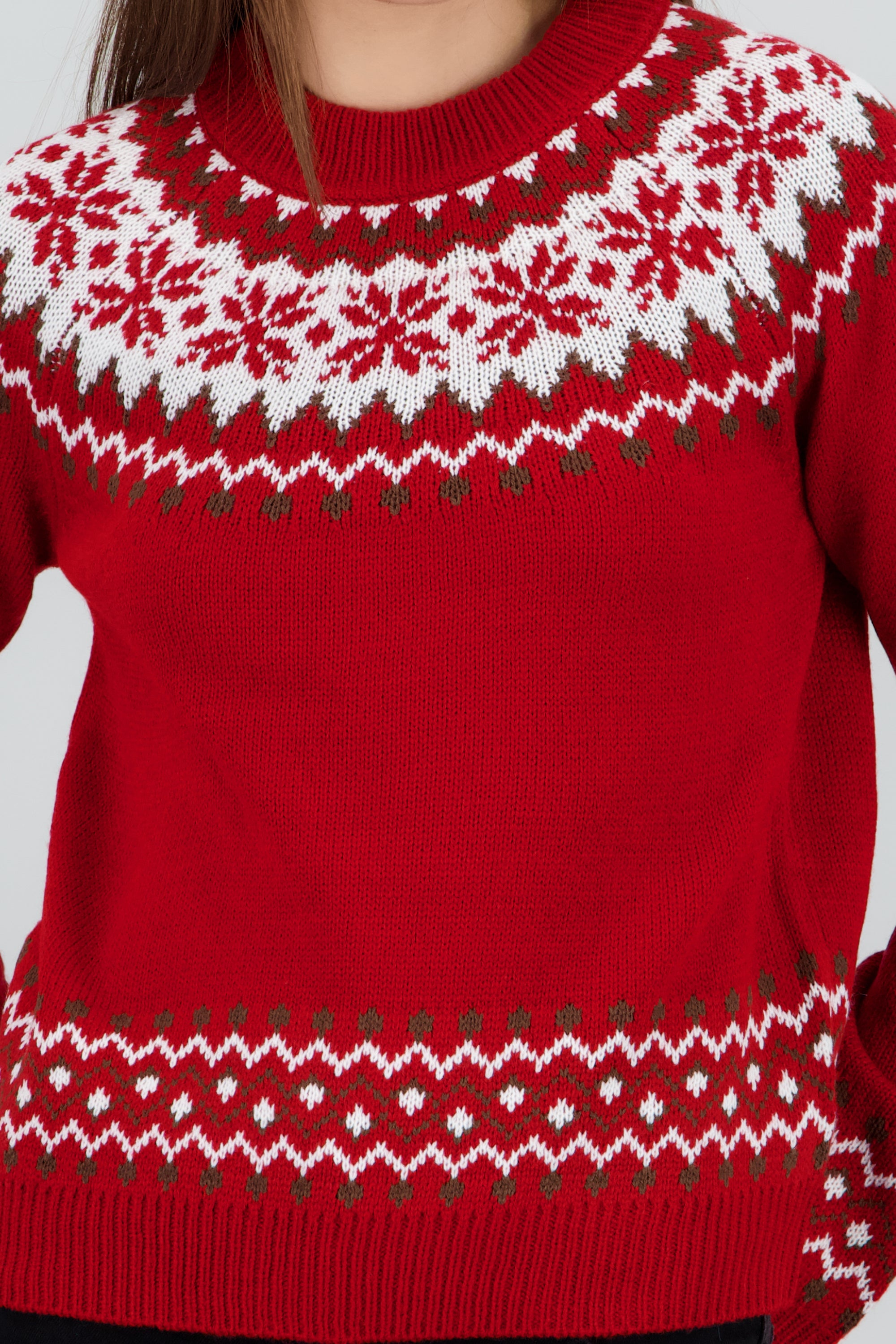 Sueter navideño copos y grecas ROJO COMBO