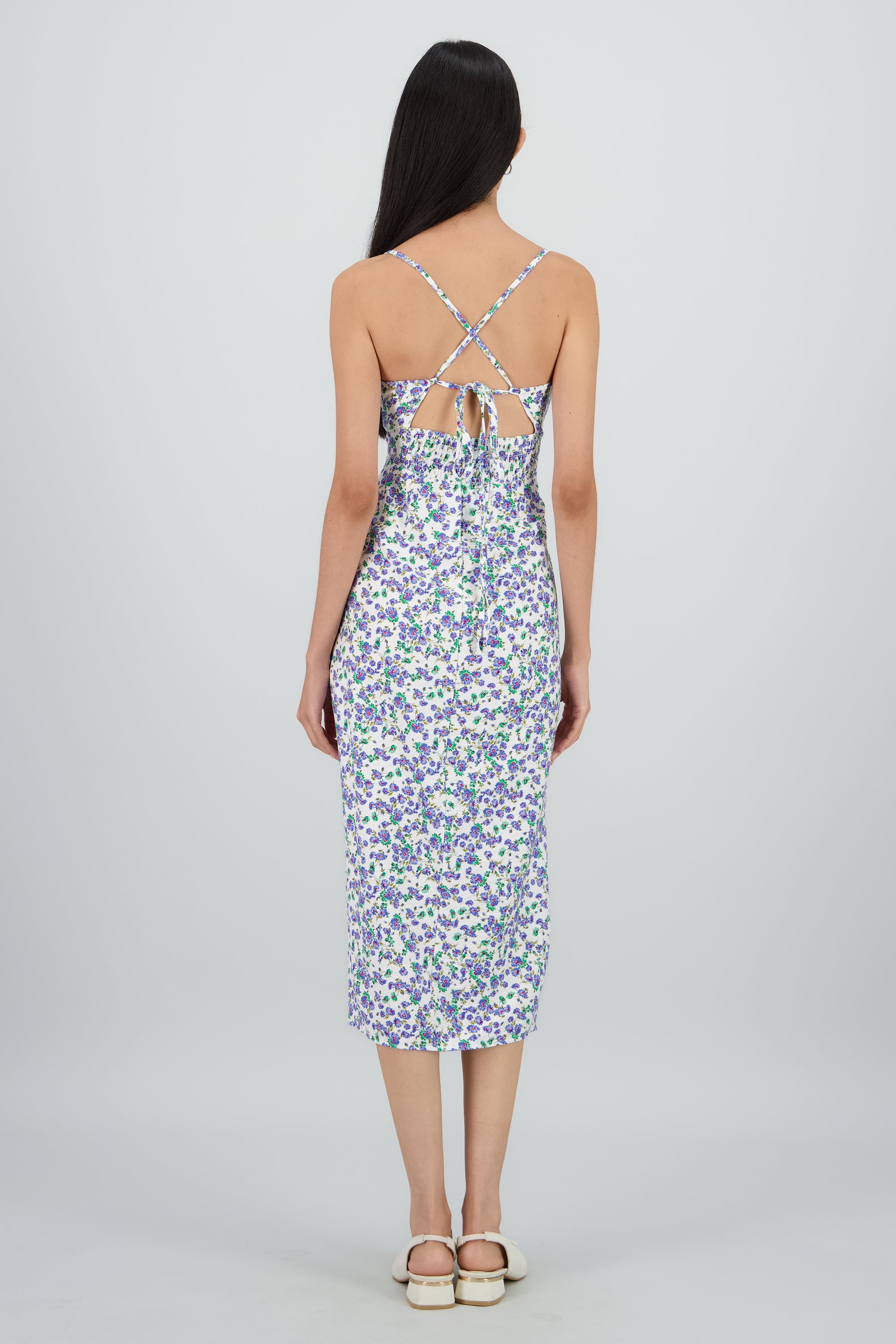 Vestido recto estampado flores AZUL