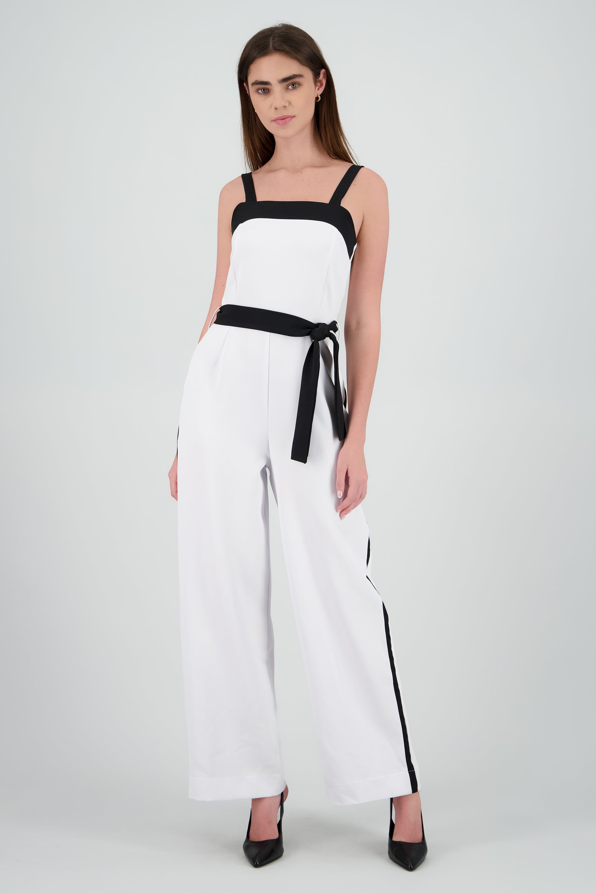 Jumpsuit escote cuadrado contraste BLANCO COMBO