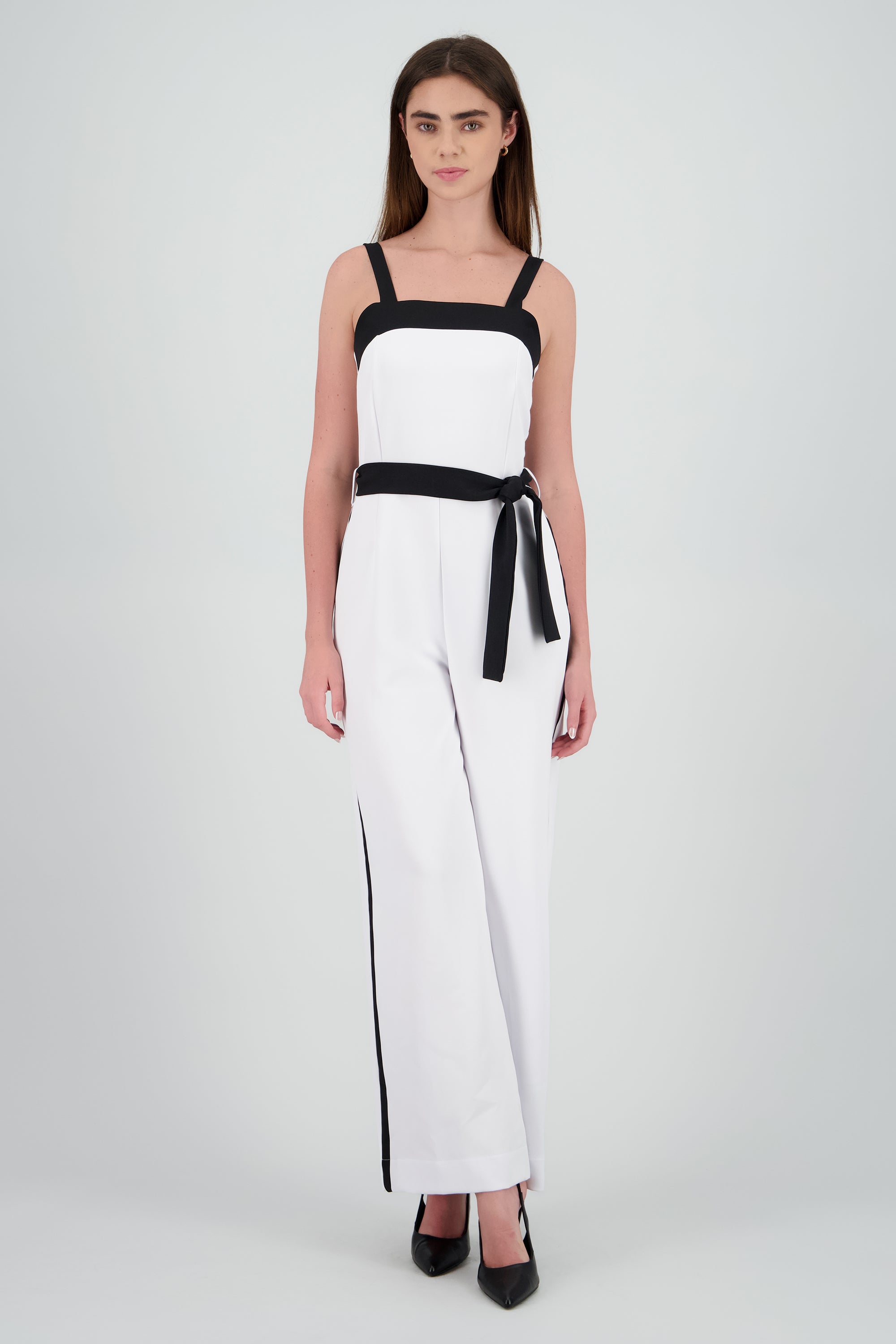 Jumpsuit escote cuadrado contraste BLANCO COMBO