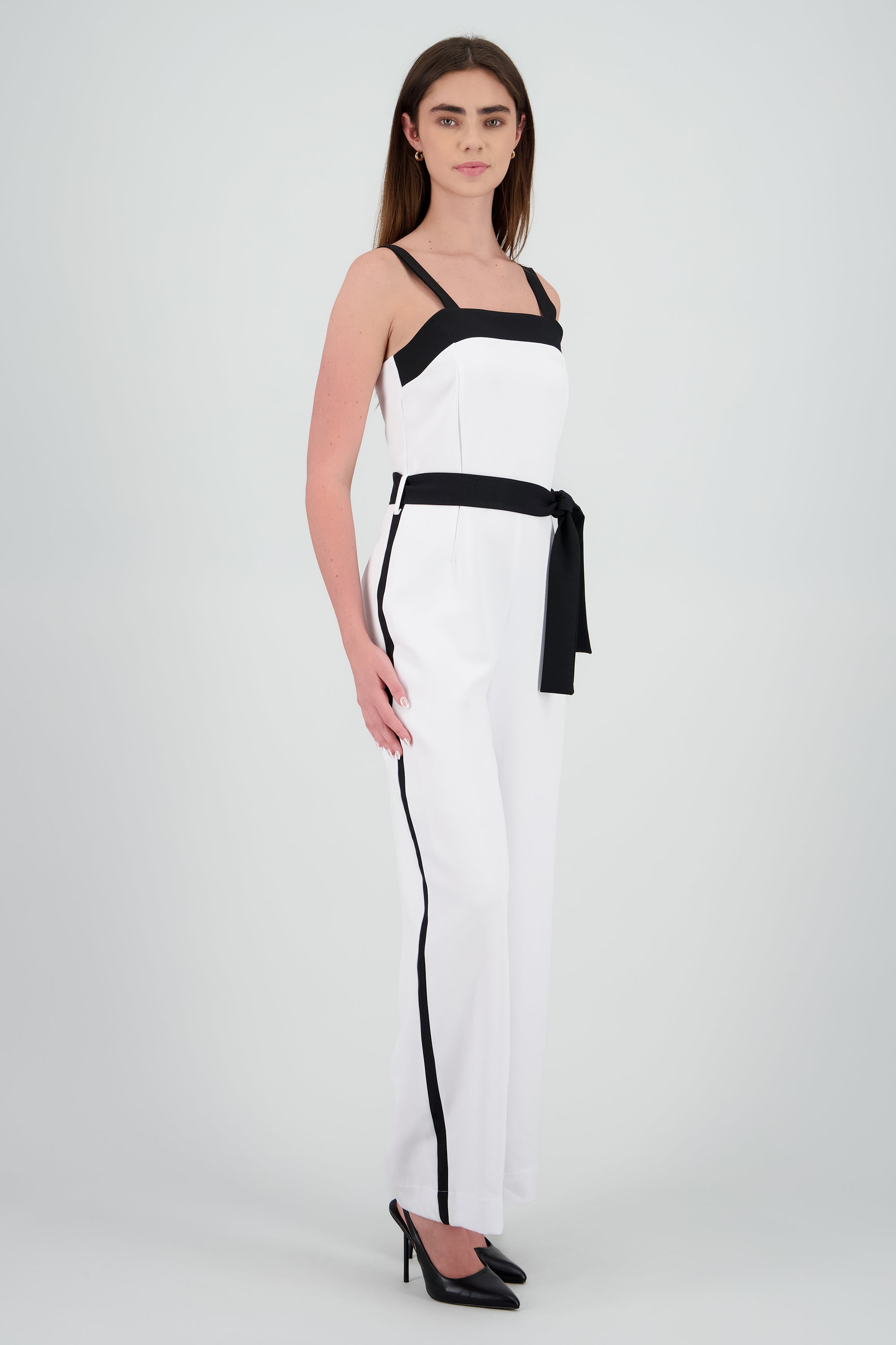 Jumpsuit escote cuadrado contraste BLANCO COMBO
