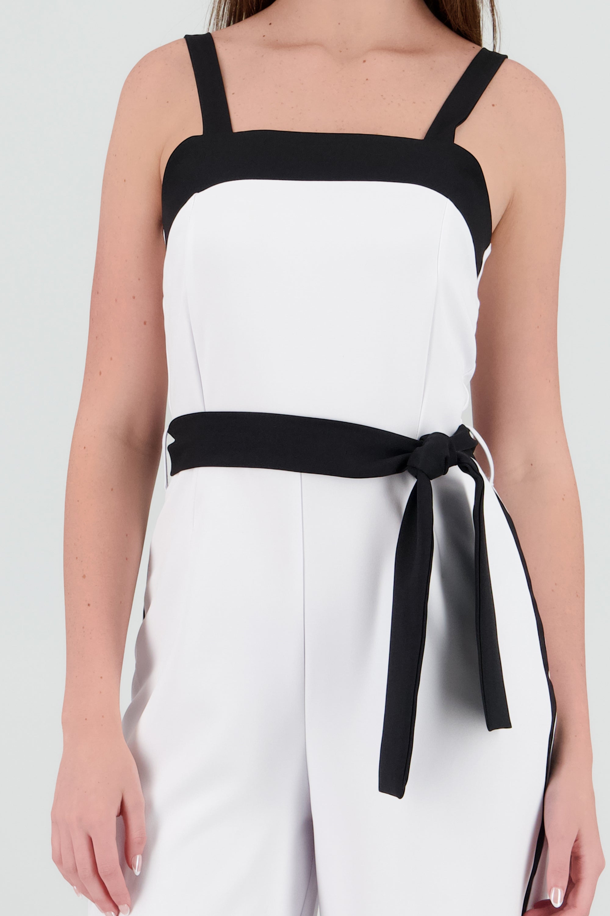 Jumpsuit escote cuadrado contraste BLANCO COMBO