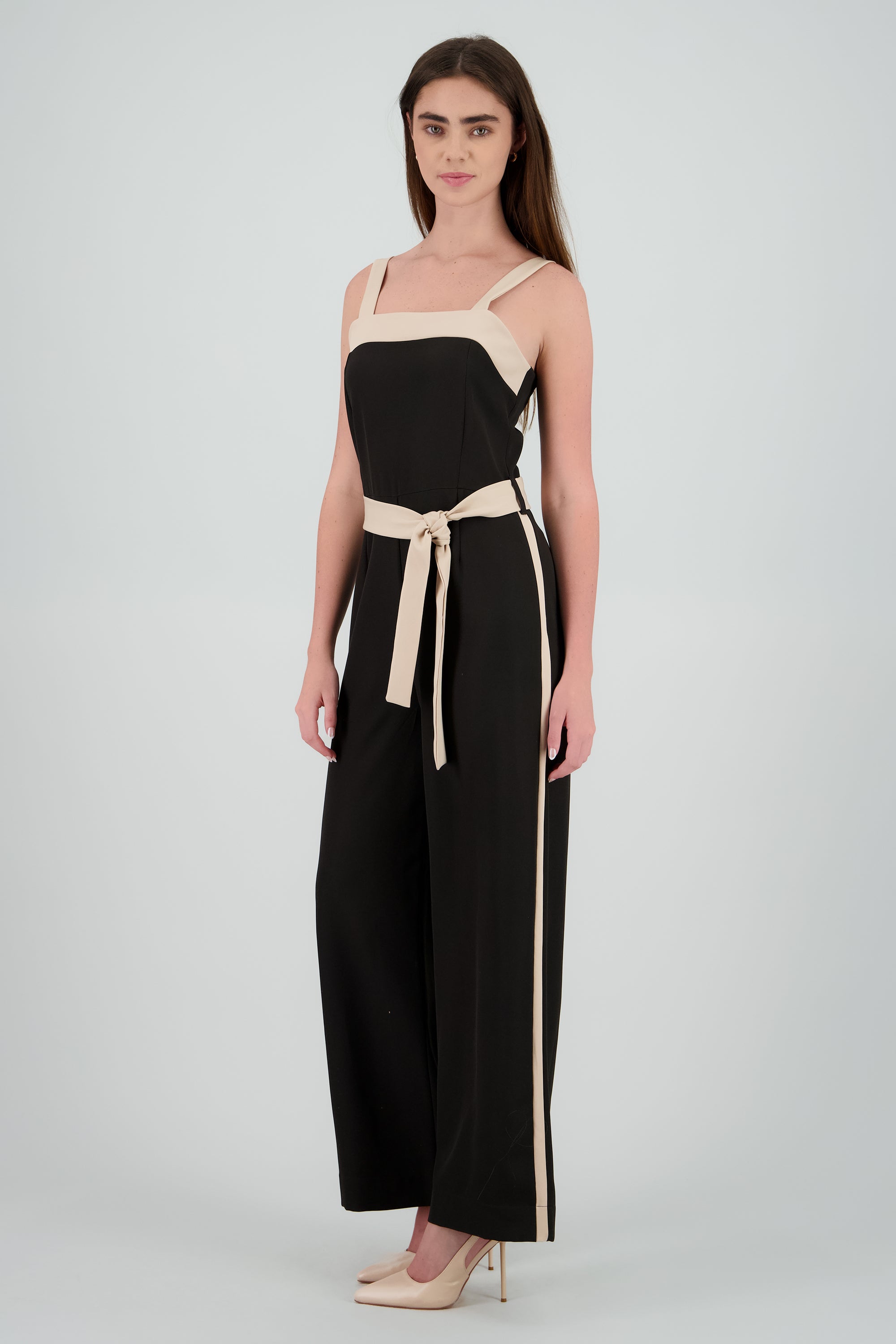 Jumpsuit escote cuadrado contraste NEGRO COMBO