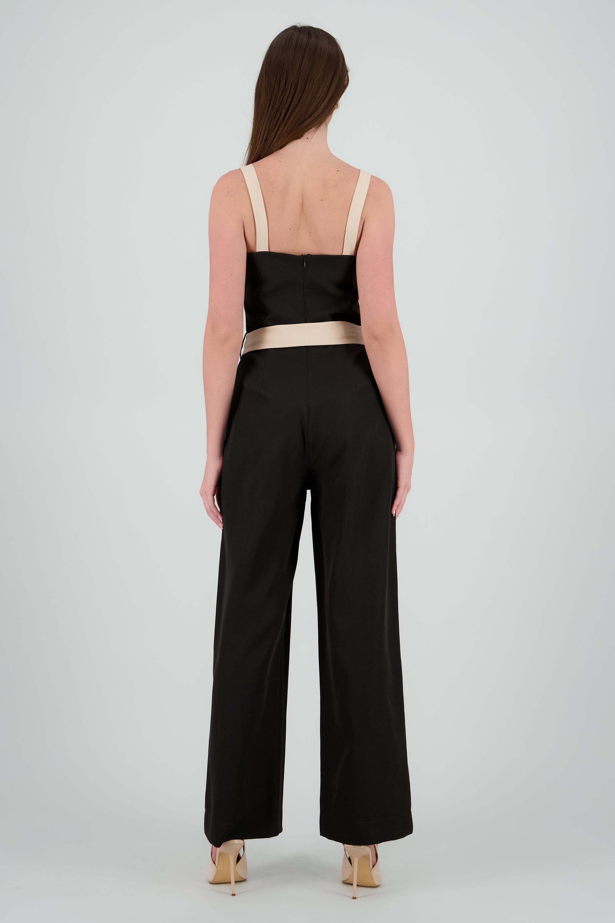 Jumpsuit escote cuadrado contraste NEGRO COMBO