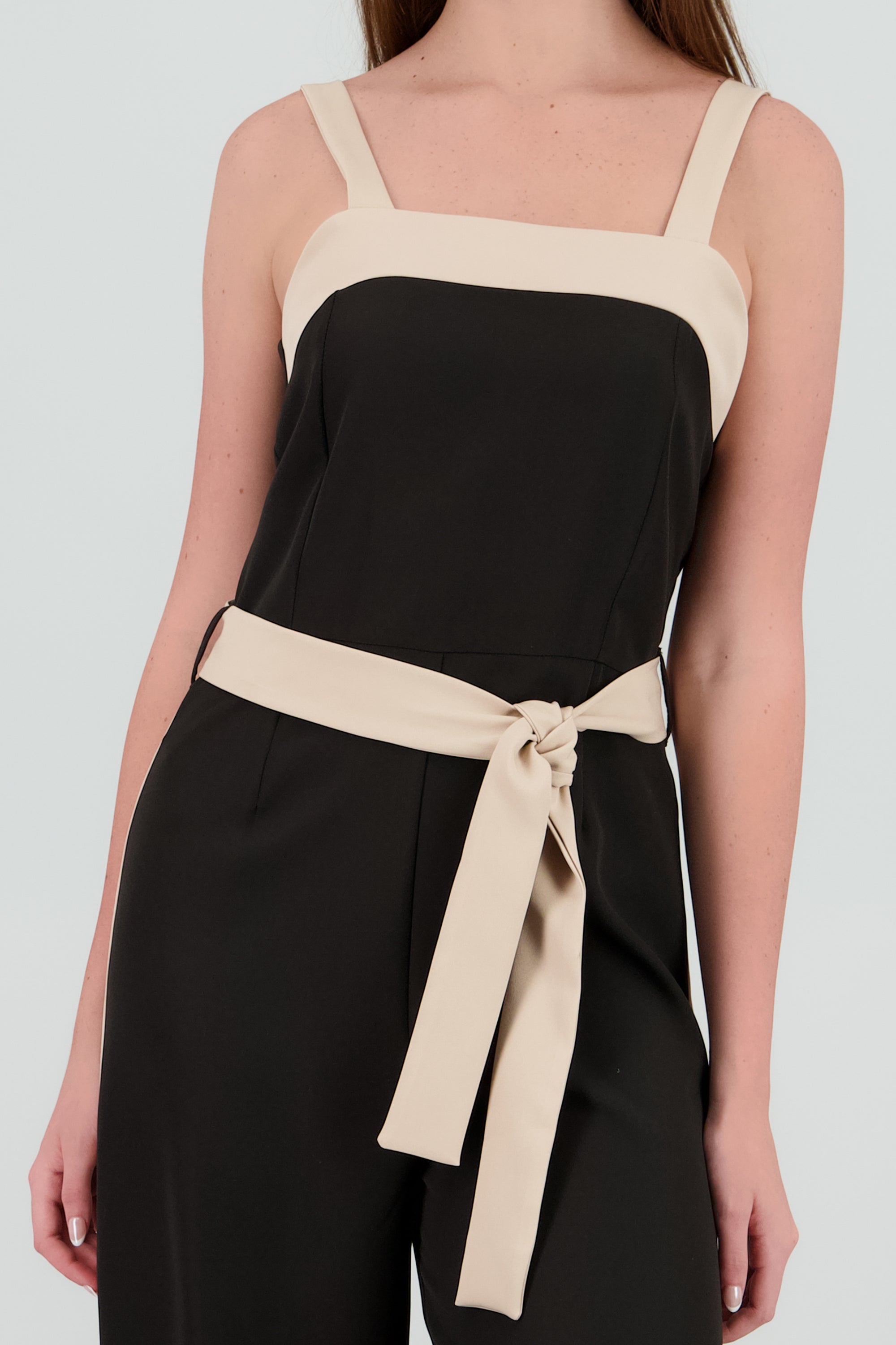 Jumpsuit escote cuadrado contraste NEGRO COMBO
