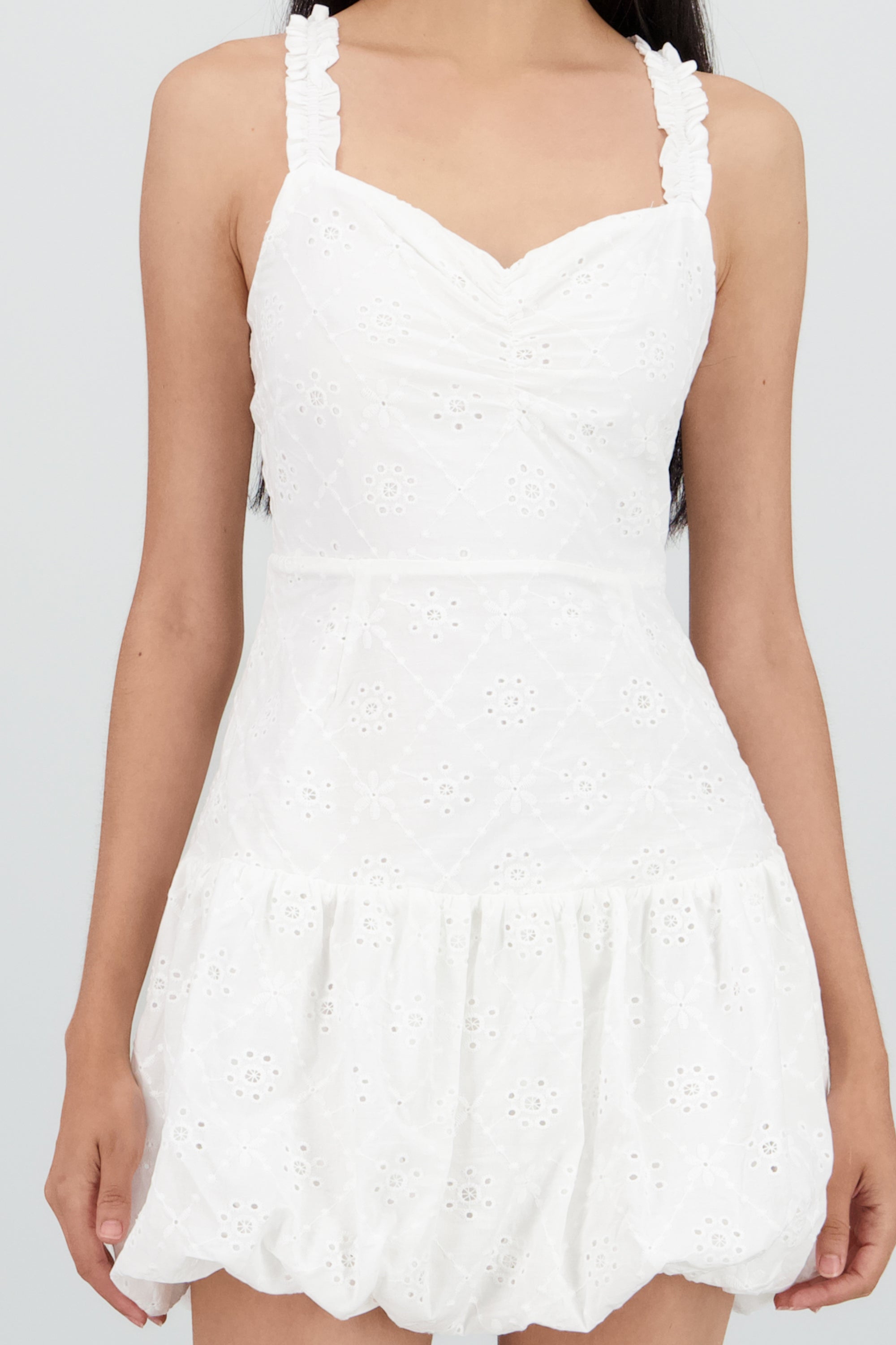 Vestido mini detalle tirantes BLANCO