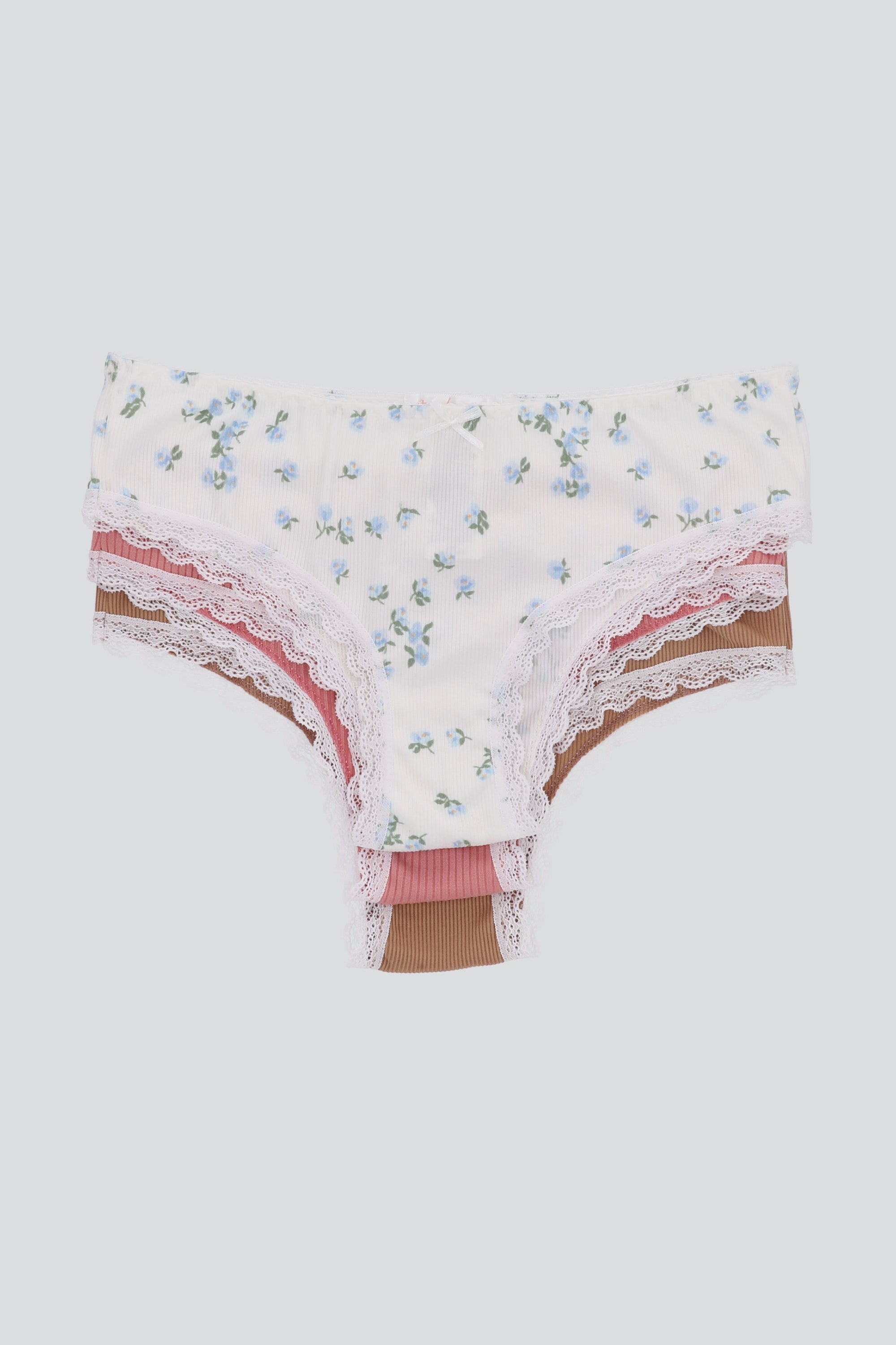 Tripack bikini rib flores AZUL