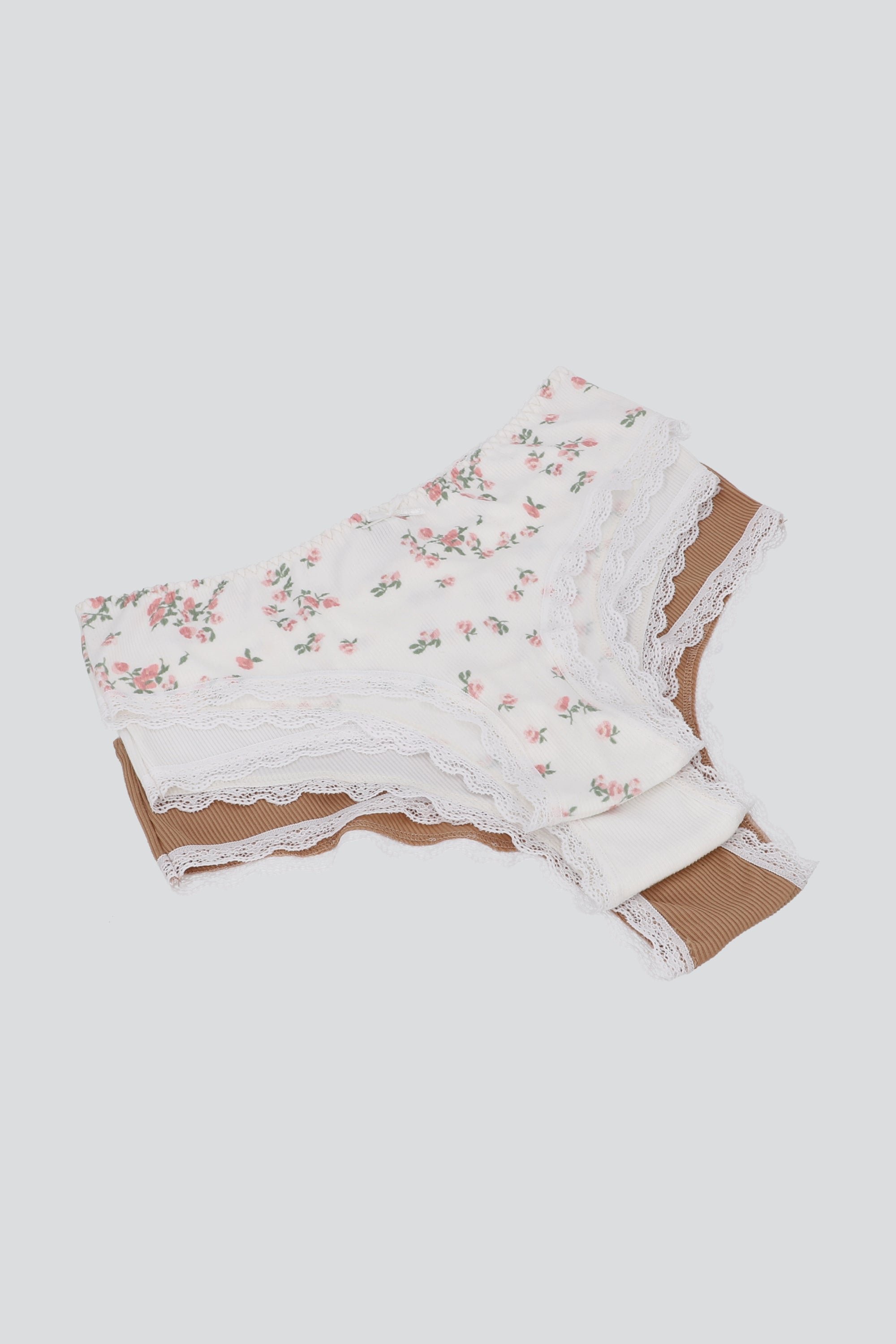 Tripack bikini rib flores ROSA