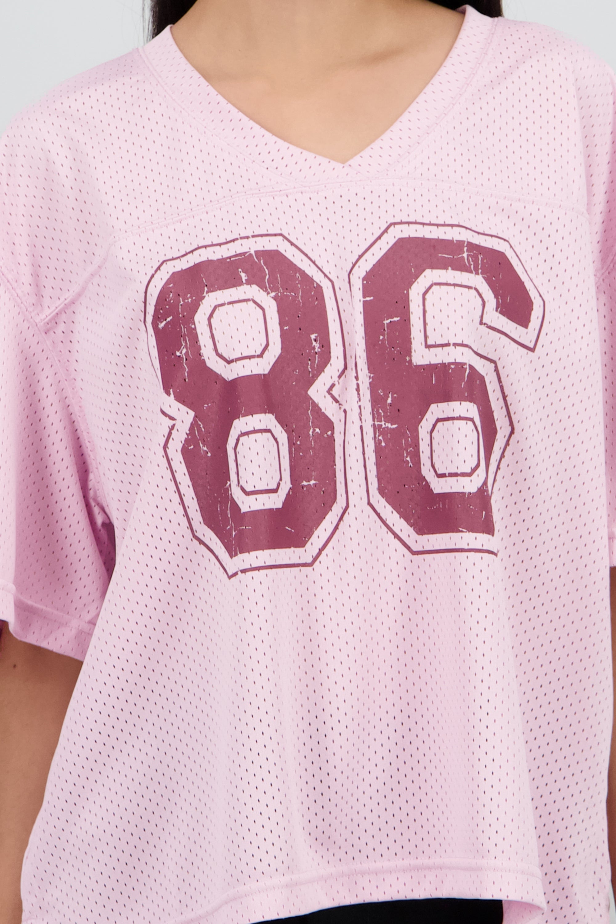 Playera tipo jersey con numero ROSA COMBO