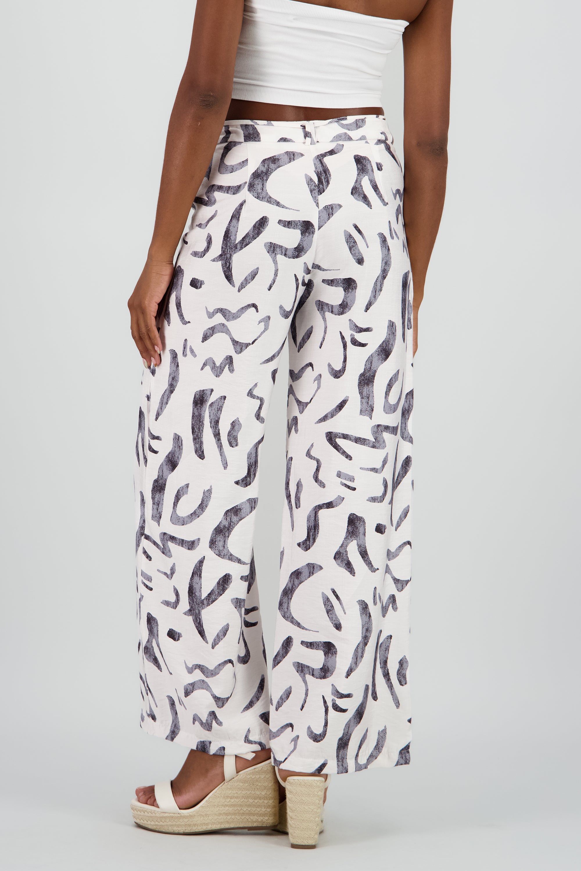 Pantalon estampado geometrico fluido NEGRO COMBO