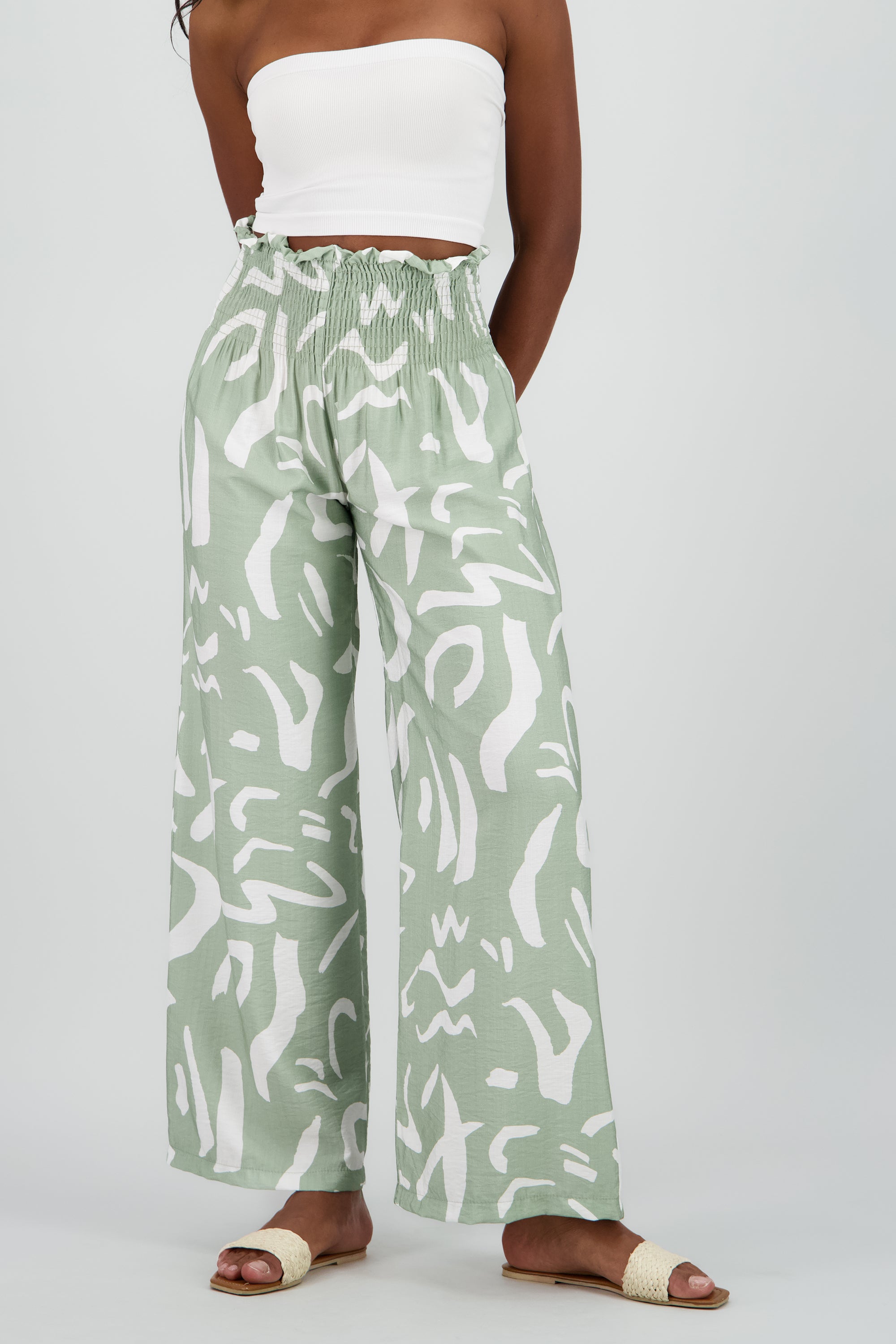 Pantalon estampado abstracto wide leg SAGE