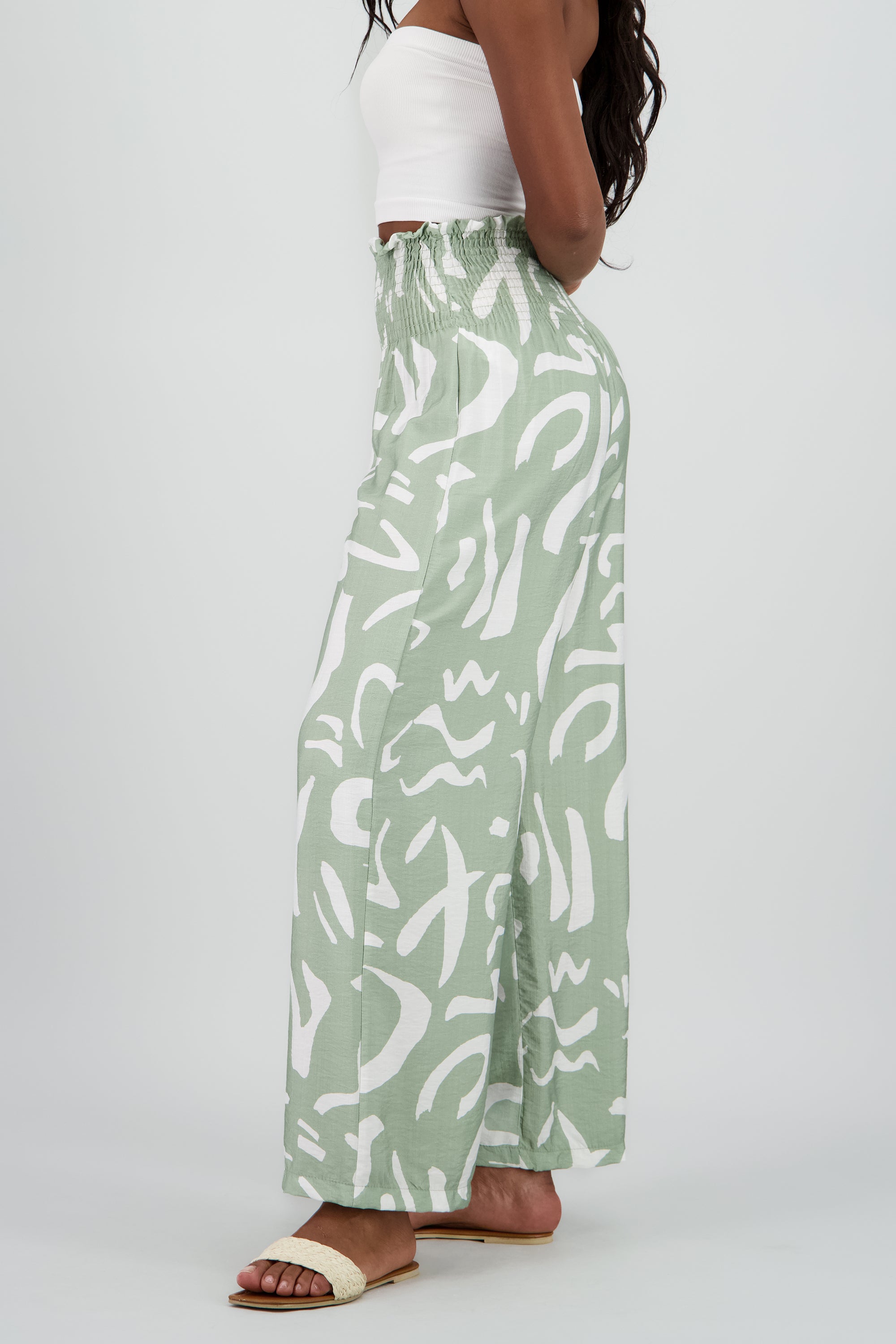 Pantalon estampado abstracto wide leg SAGE