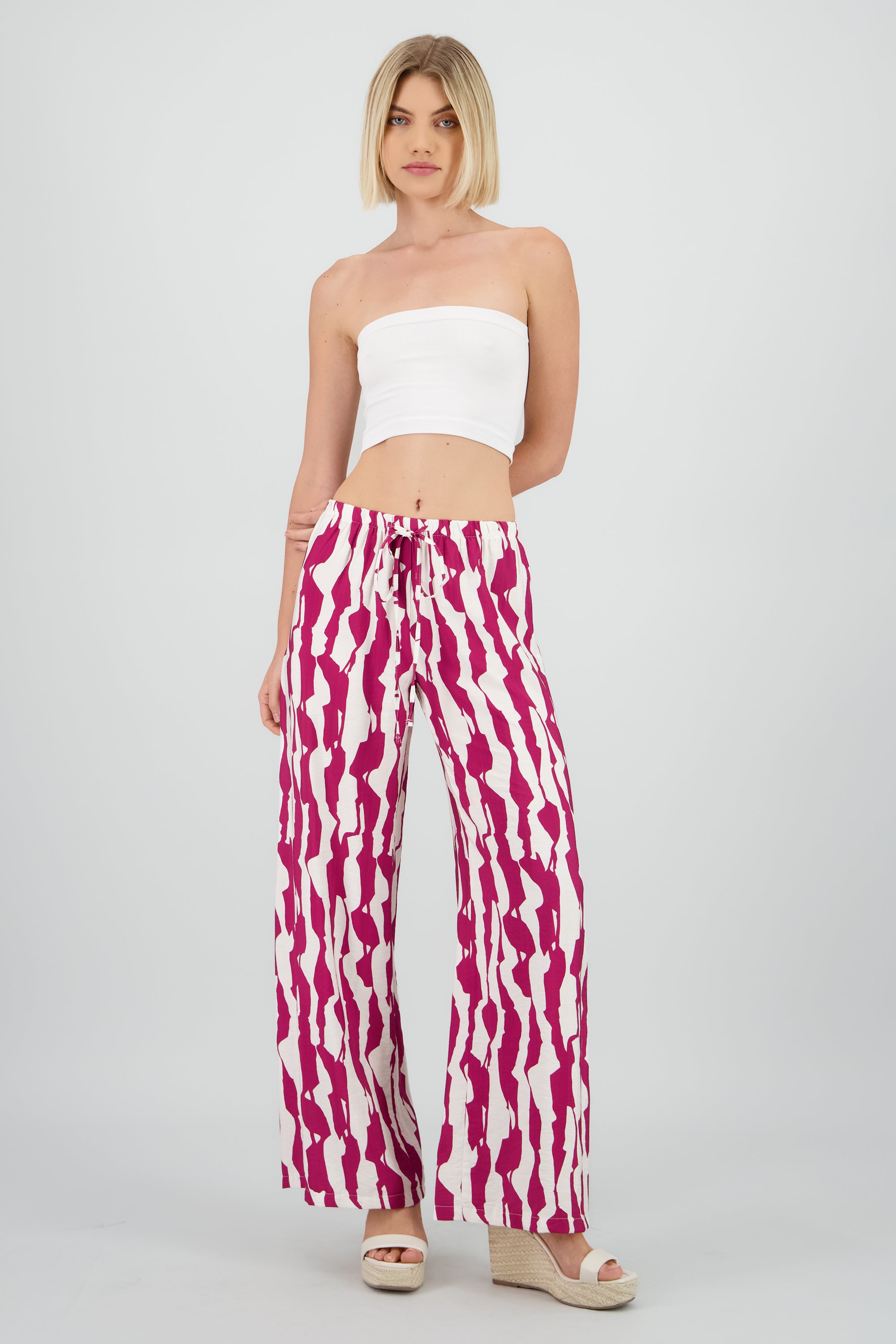 Pantalon estampado grecas fluido VINO COMBO
