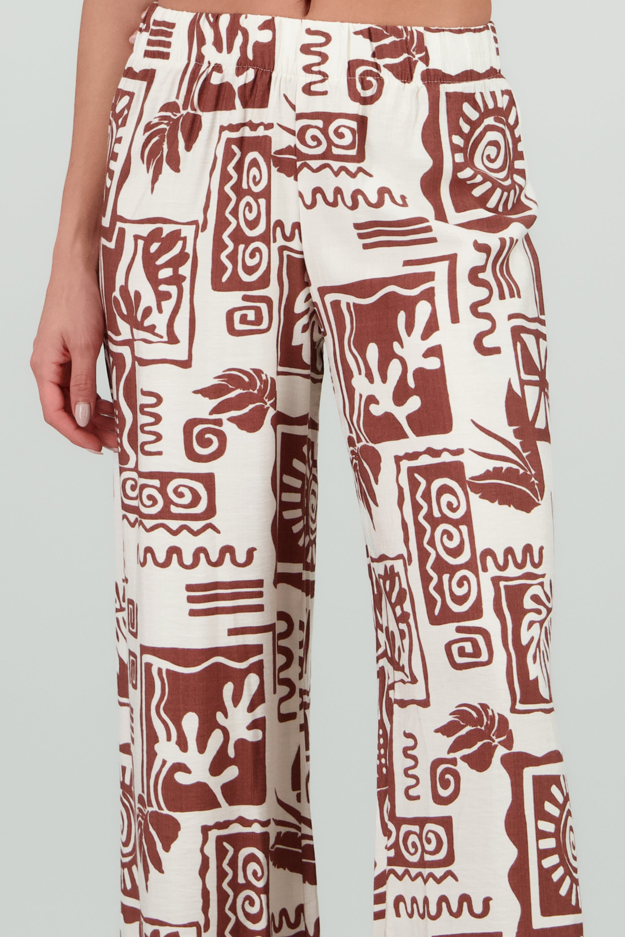 Pantalon estampado tropical wide leg CAFE COMBO